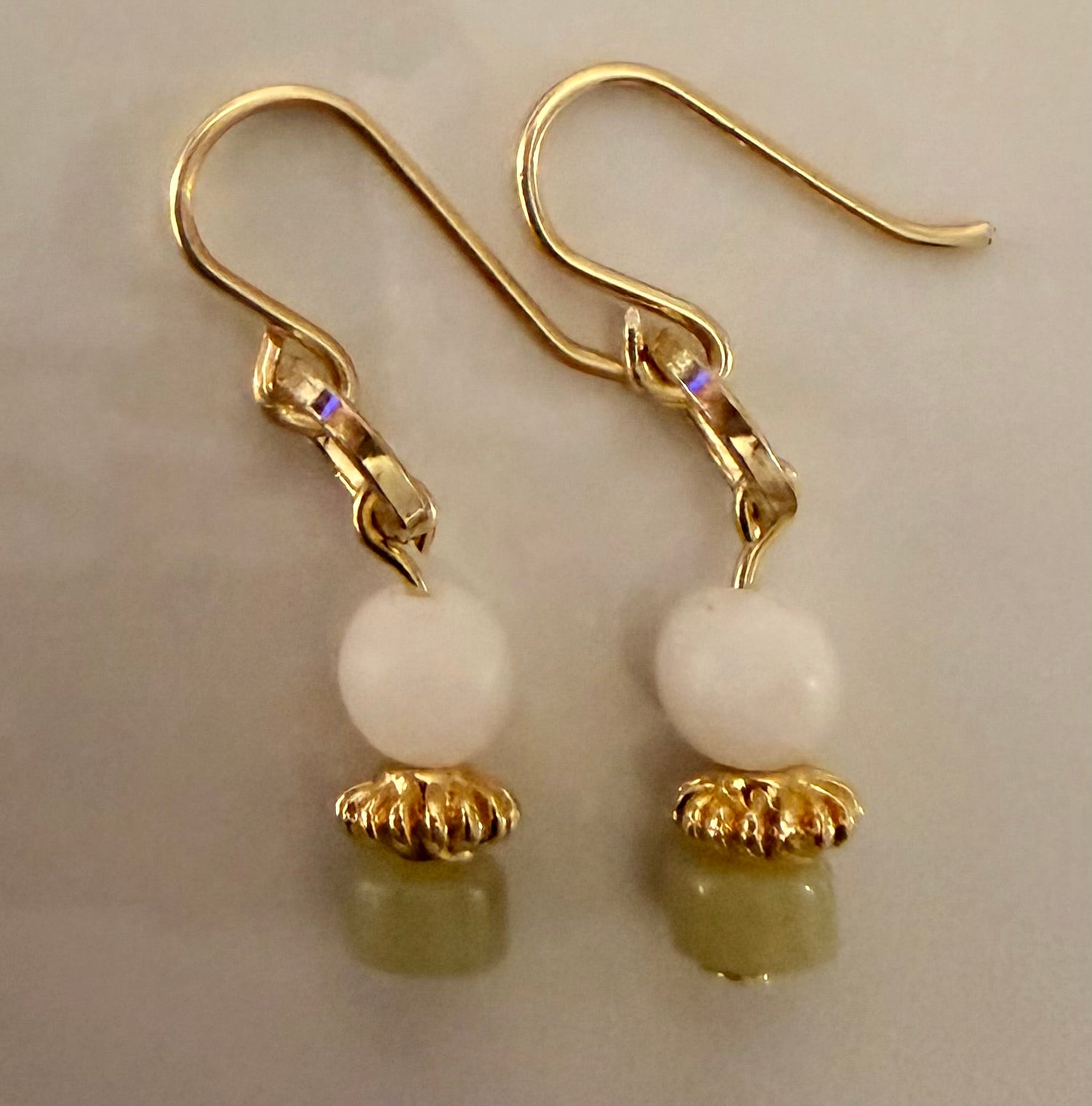 Natural Green Jade and White Quartz Beaded Jewelry Set with 18K Gold Plated Accents