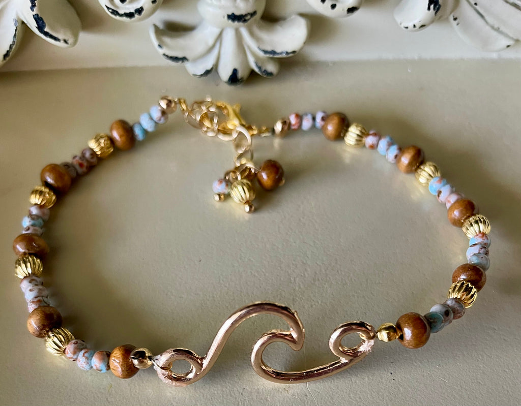 Golden Ocean Wave Bracelet Gold Plated PVD