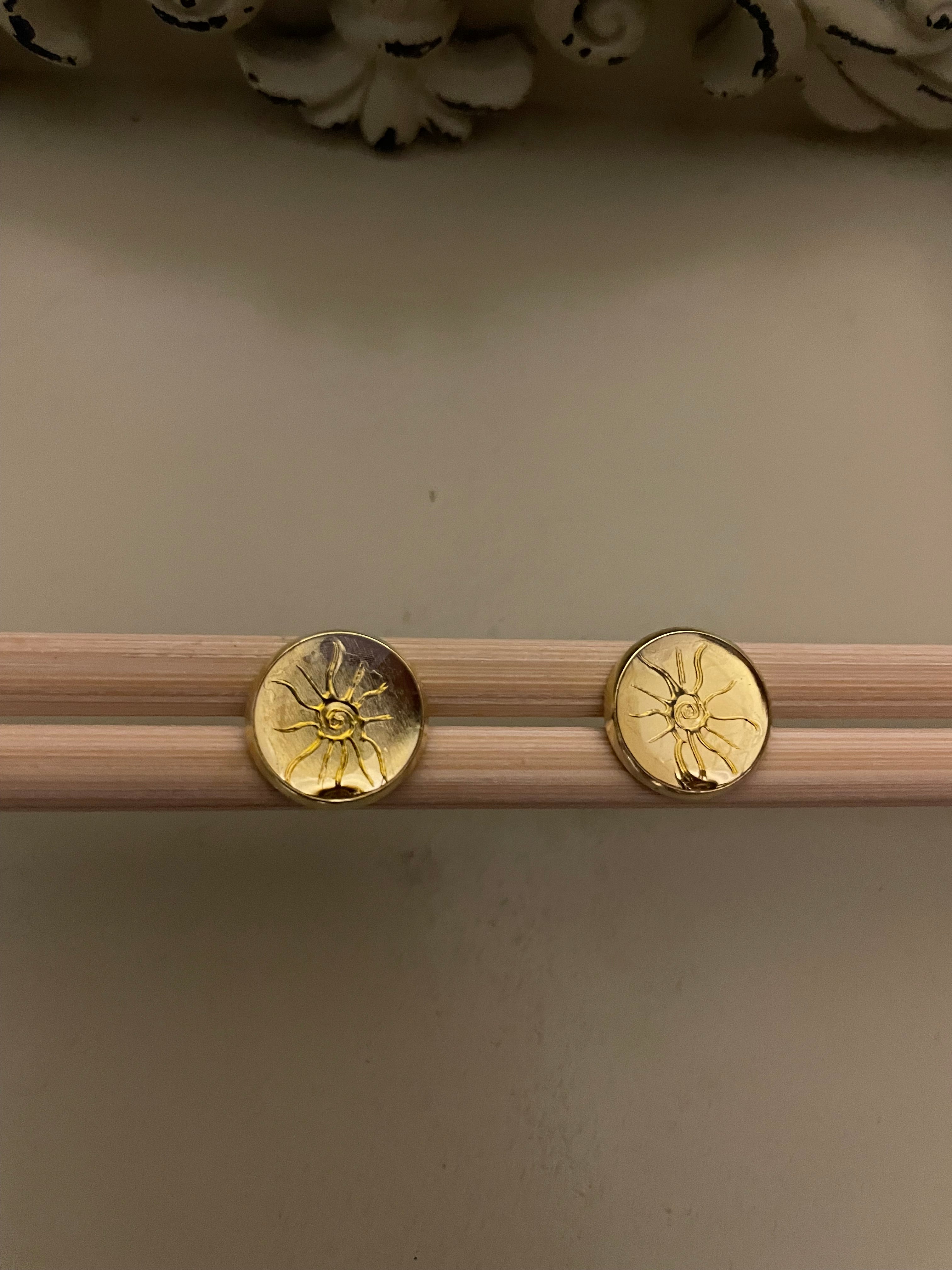 Sunburst Studs and Bracelet. Gold Filled