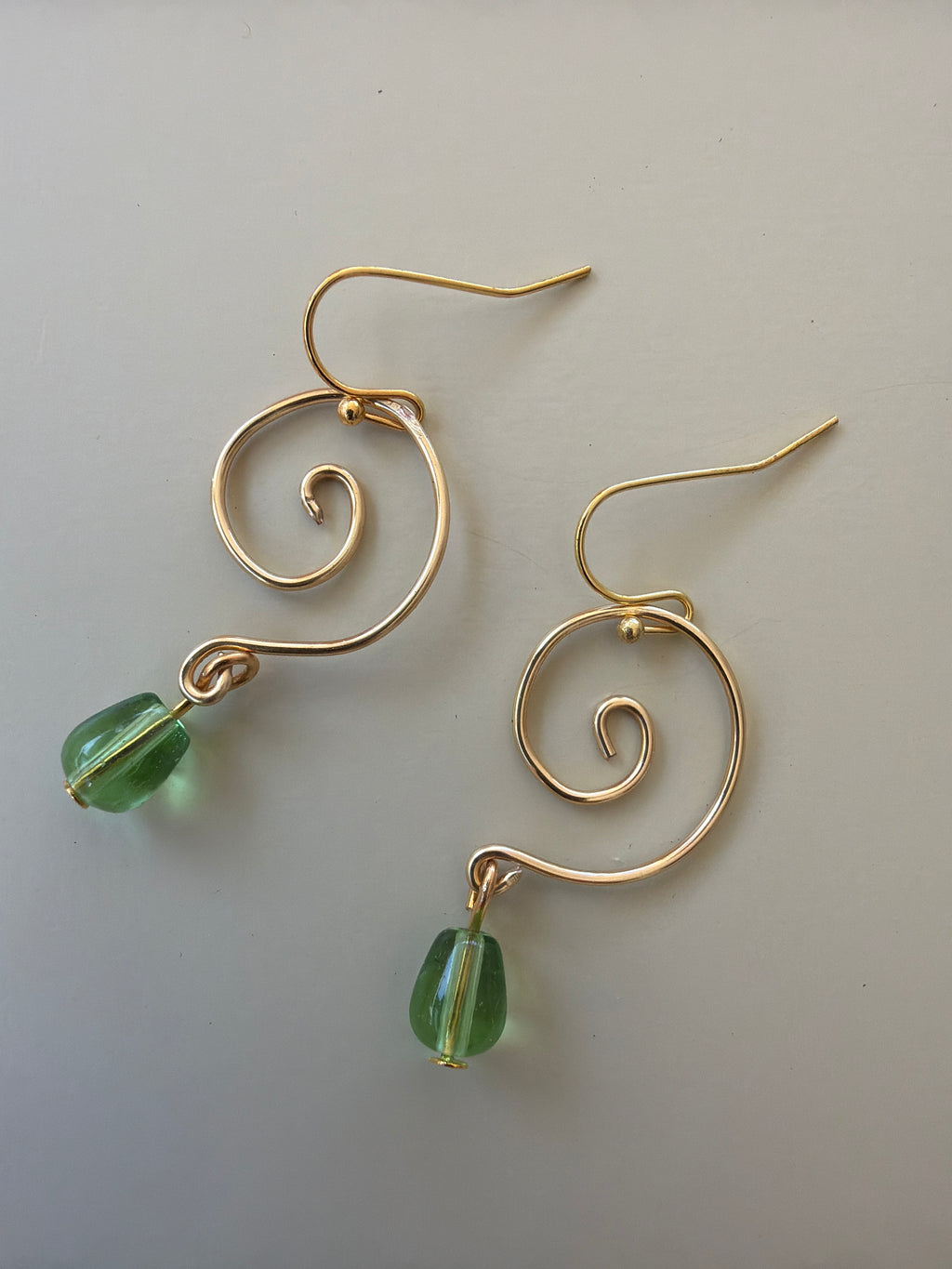 Golden Lime Peridot Swirl Earrings by Suzie with Sublime Designs