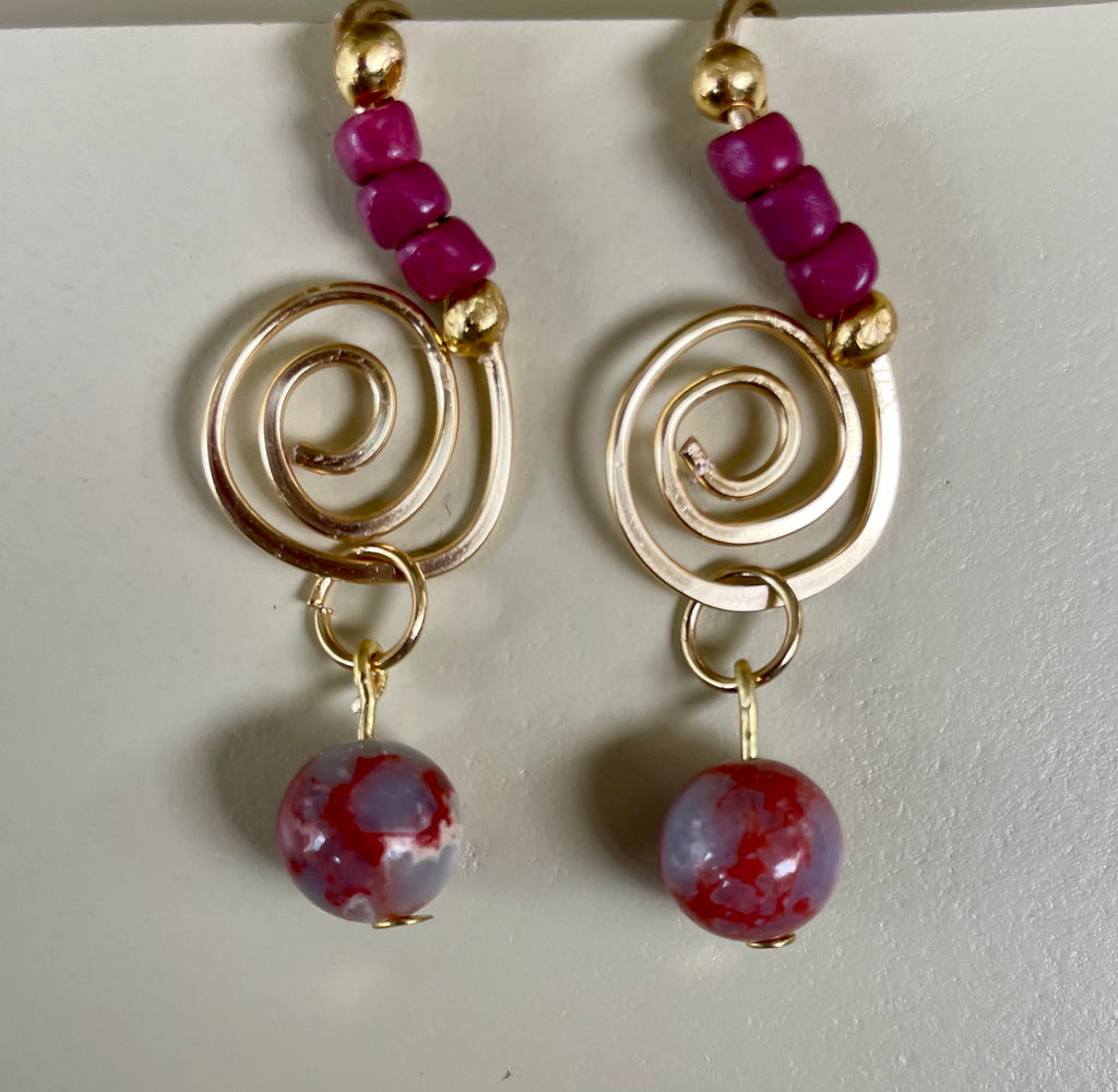 Berry Bloom 18K Gold Plated PVD Jasper Spiral Jewelry Set- Sublime Designs by Suzie