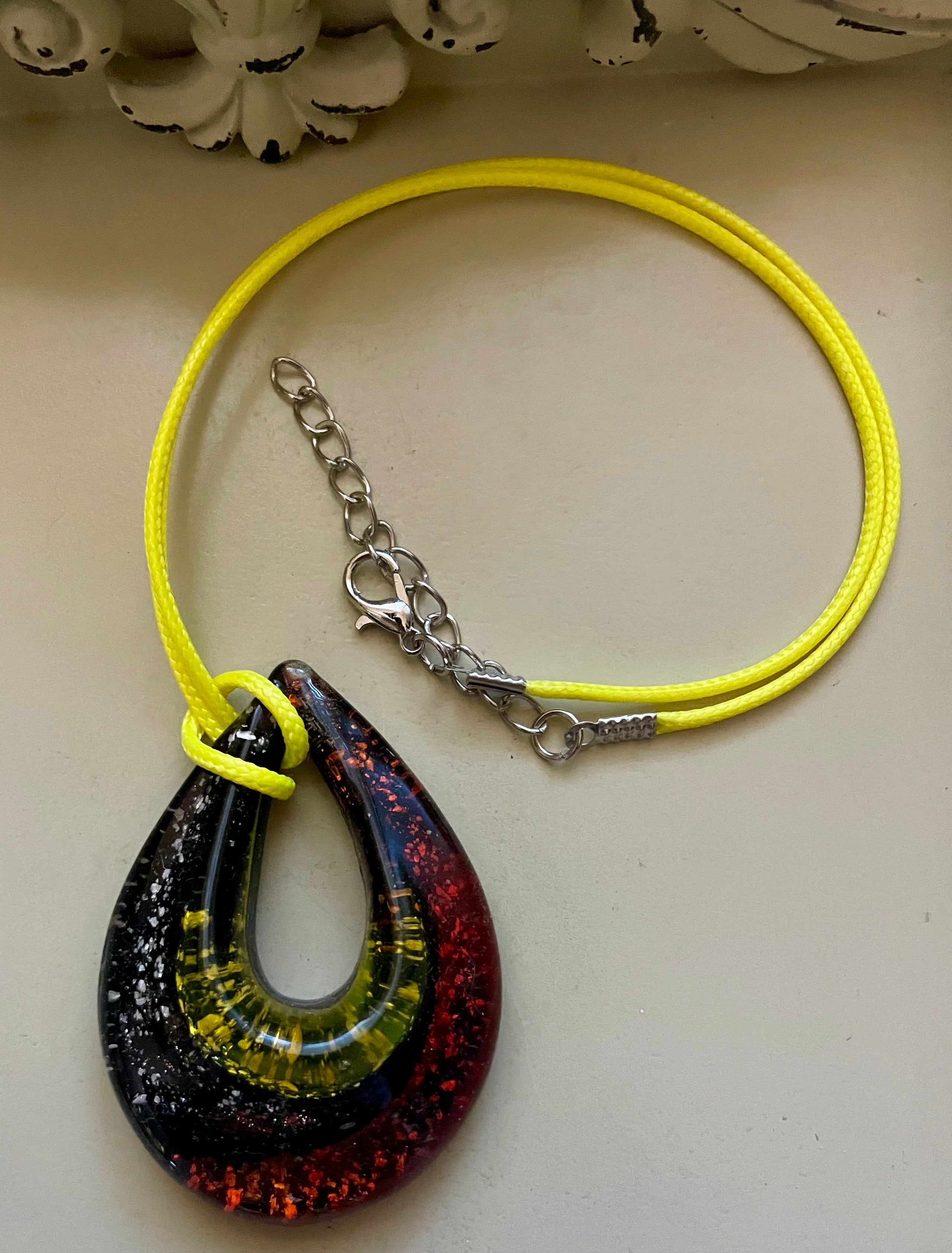 Cosmic Swirl Murano Glasswork Open Pendant Necklace