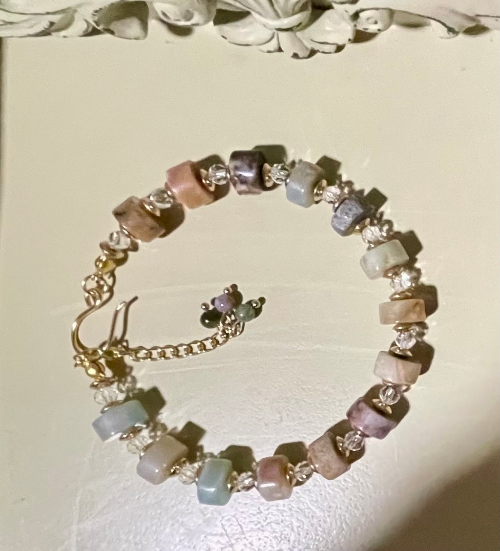 Genuine Amazonite Gemstone Anklet – Luxury Healing Crystal Ankle Bracelet 18k GP