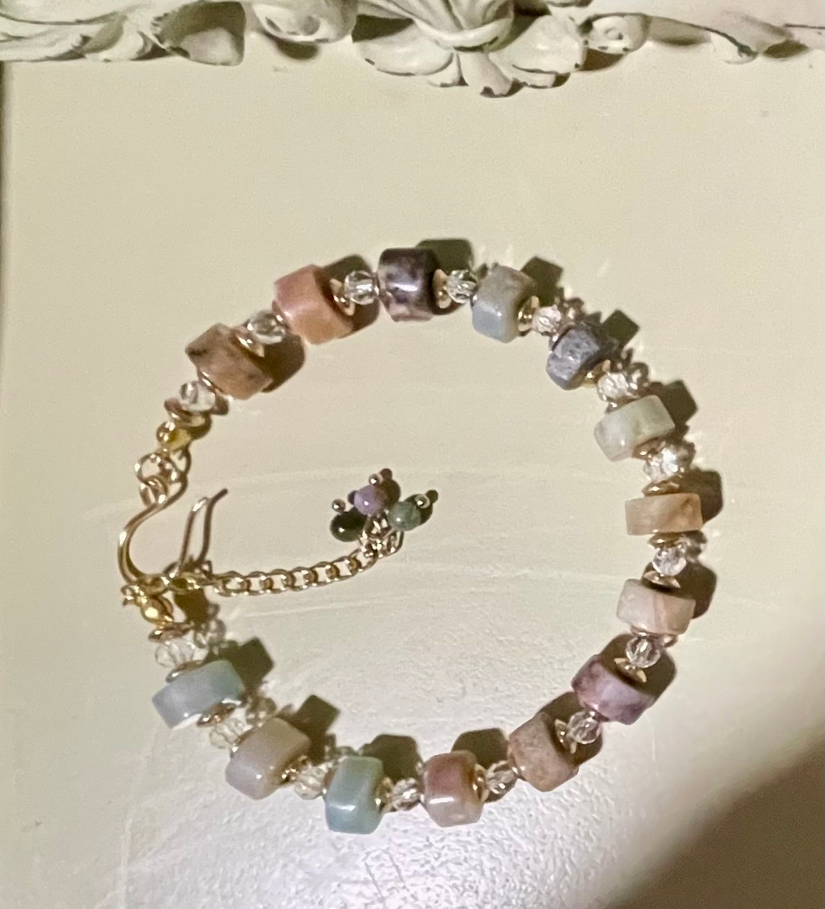 Genuine Amazonite Gemstone Anklet – Luxury Healing Crystal Ankle Bracelet 18k GP