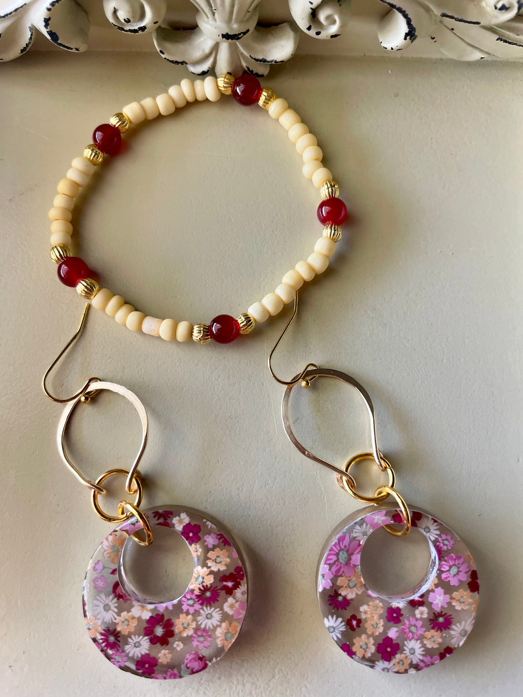Crimson Blossom Jewelry Set