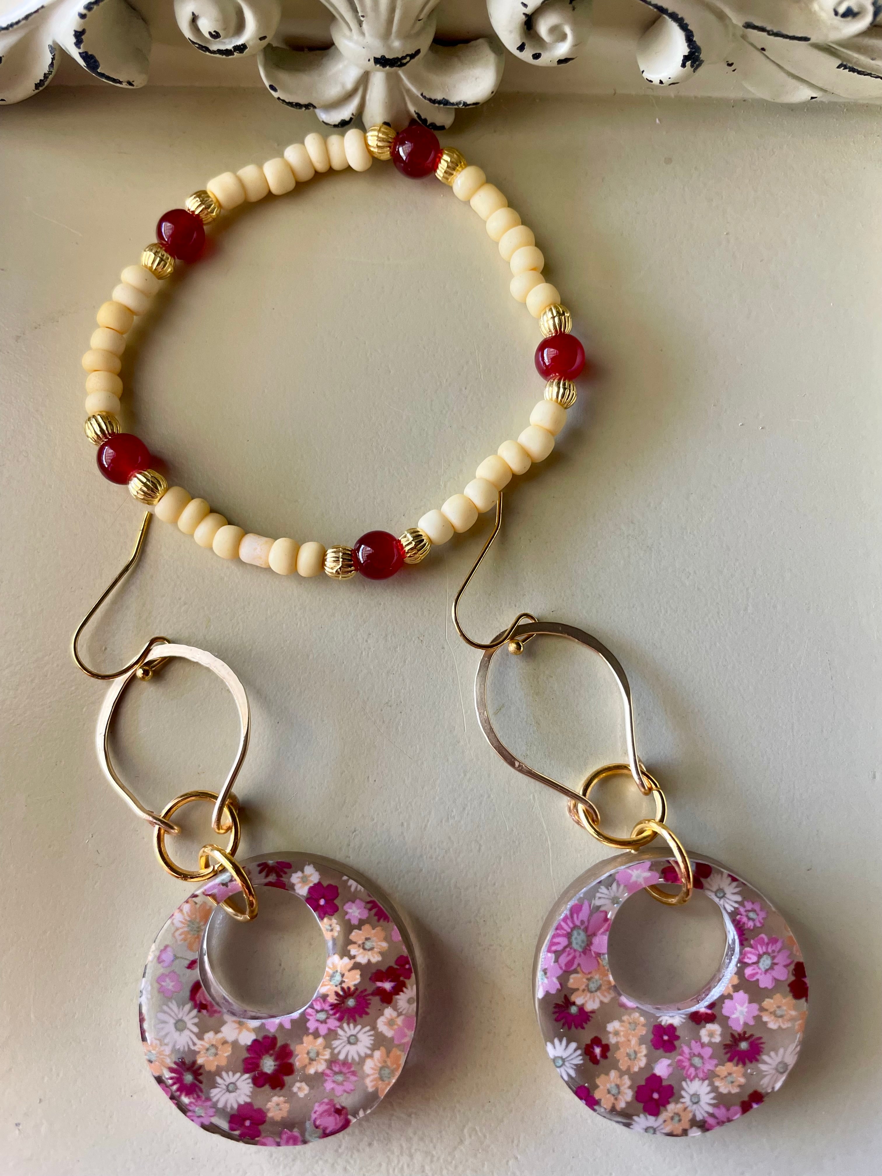 Crimson Blossom Jewelry Set