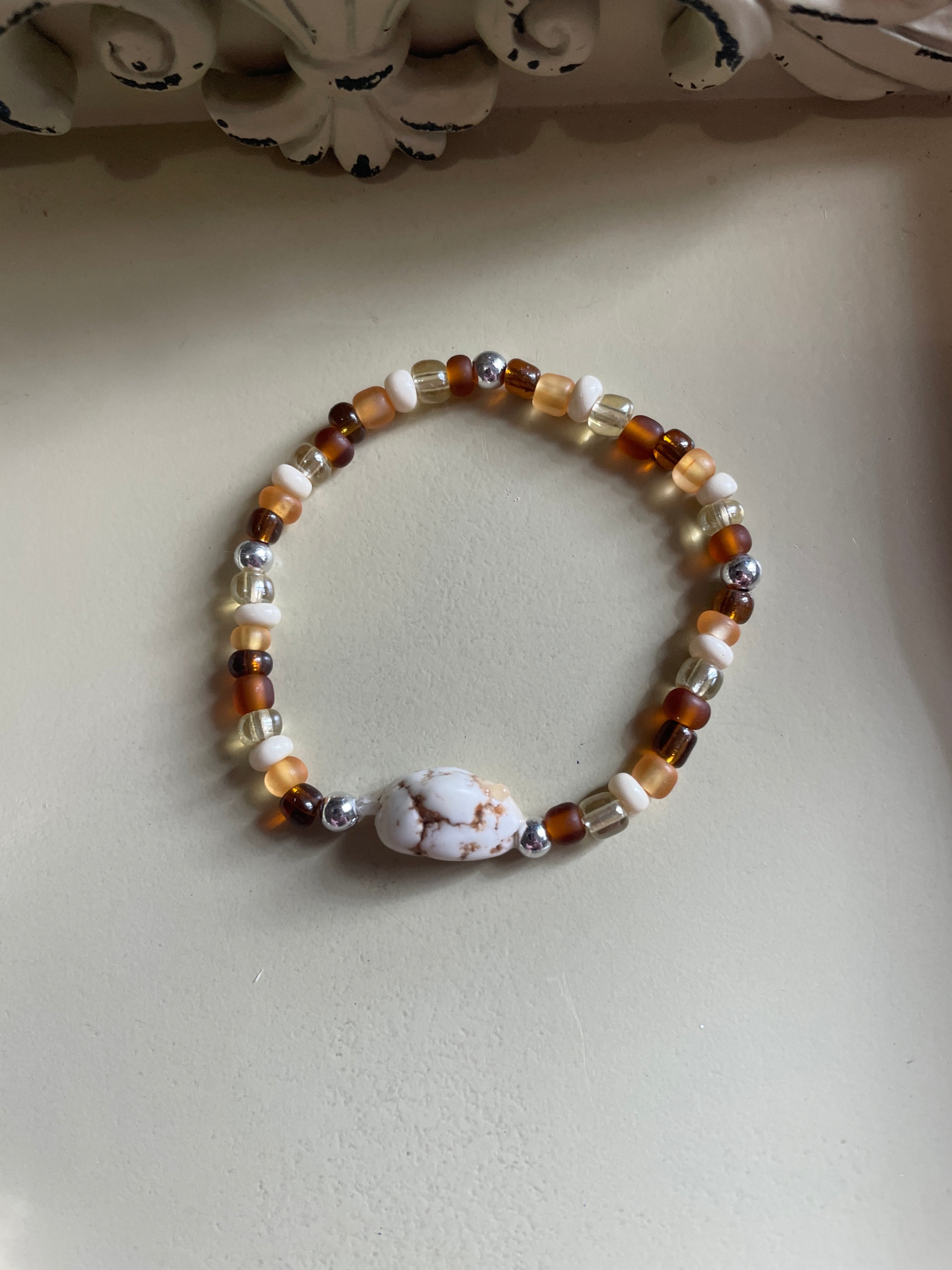 White & Brown magnesite bracelet