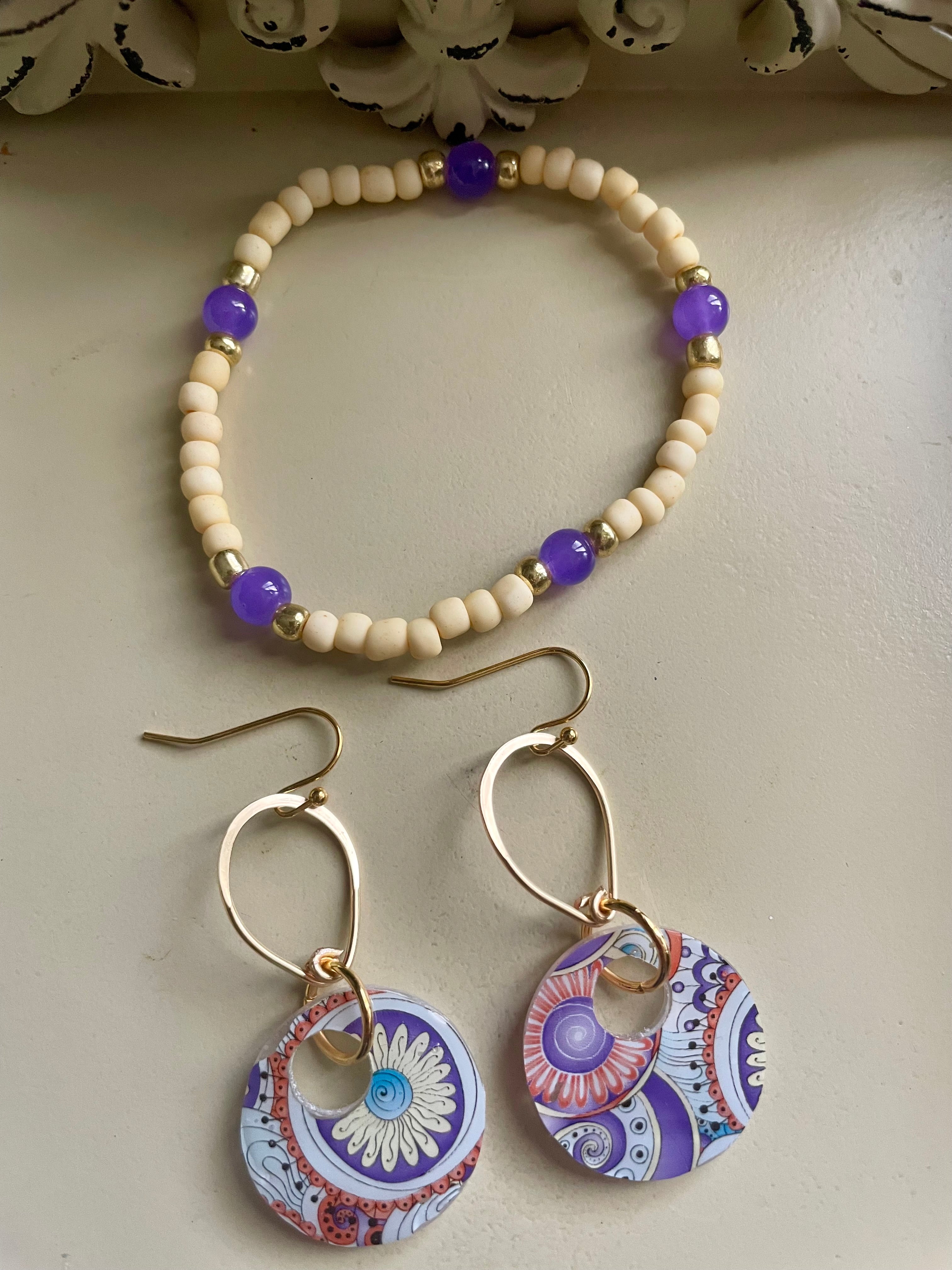 Retro Paisley Flower Jewelry Set