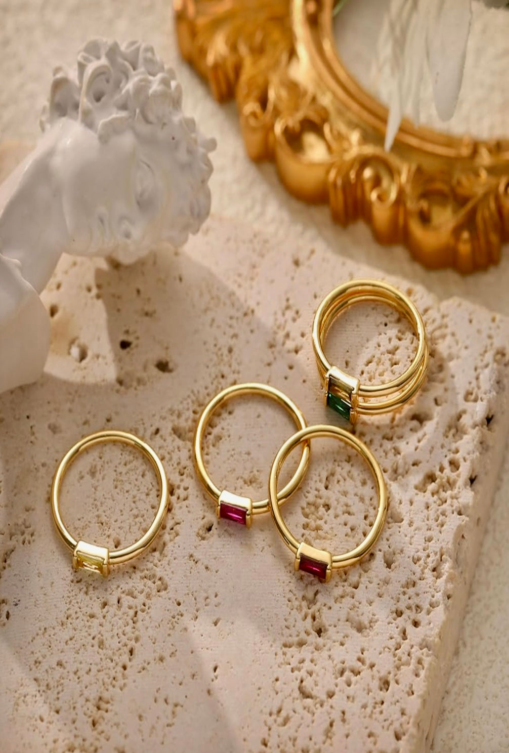 14K Gold Plated Birthstone Rings for Mom Sister Friends Granddaughter Grandmother Daughter