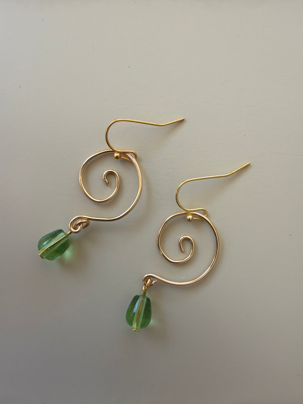 Golden Lime Peridot Swirl Earrings by Suzie with Sublime Designs
