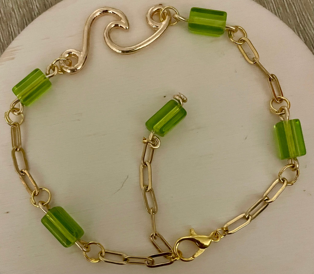 (Copy) Lime Zest Gold Plated Paperclip Wave Bracelet or Anklet- Sublime Designs By Suzie