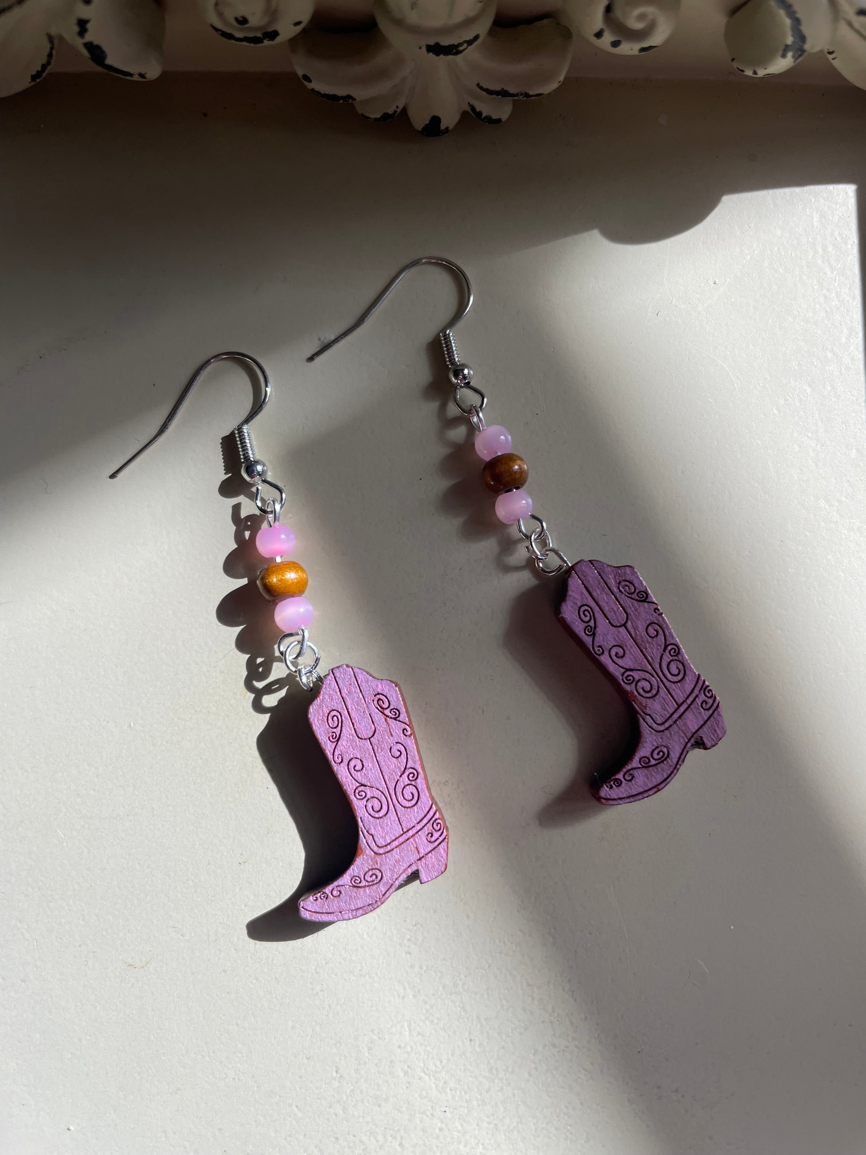 Cowboy Boots Earrings Jewelry Set- Blue or Pink