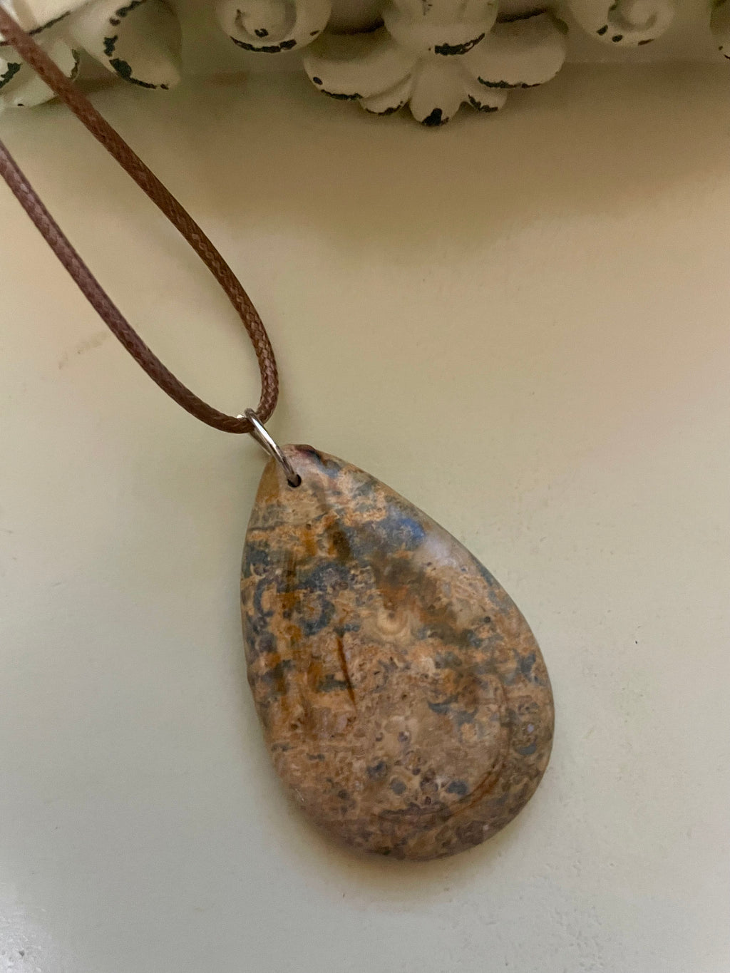 Earthy Picture Jasper Pendant Necklace