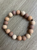 Neutral Vibe Wooden Beaded Stretch Bracelet