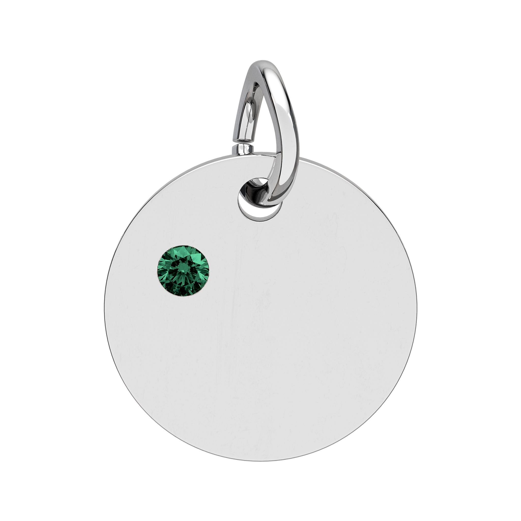 Engravable Birthstone Circle Charm — Personalized Initial & Birthstone Pendant