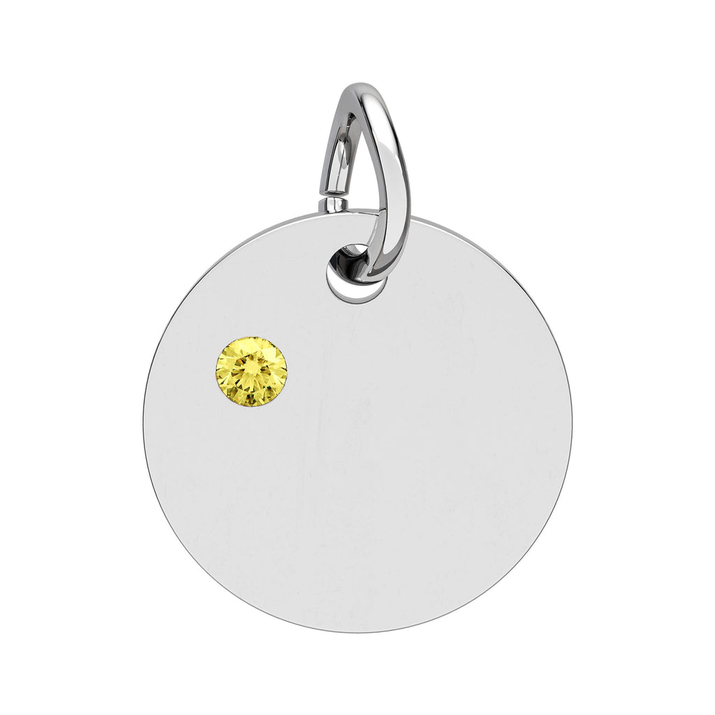 Engravable Birthstone Circle Charm — Personalized Initial & Birthstone Pendant