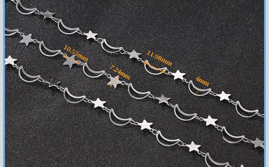 Moon & Star Celestial Branklet- Waterproof Interchangeable Jewelry Stainless