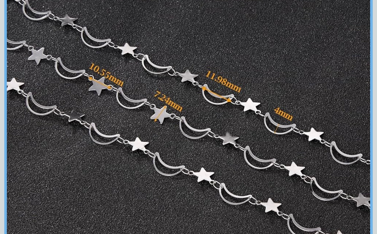 Moon & Star Celestial Branklet- Waterproof Interchangeable Jewelry Stainless