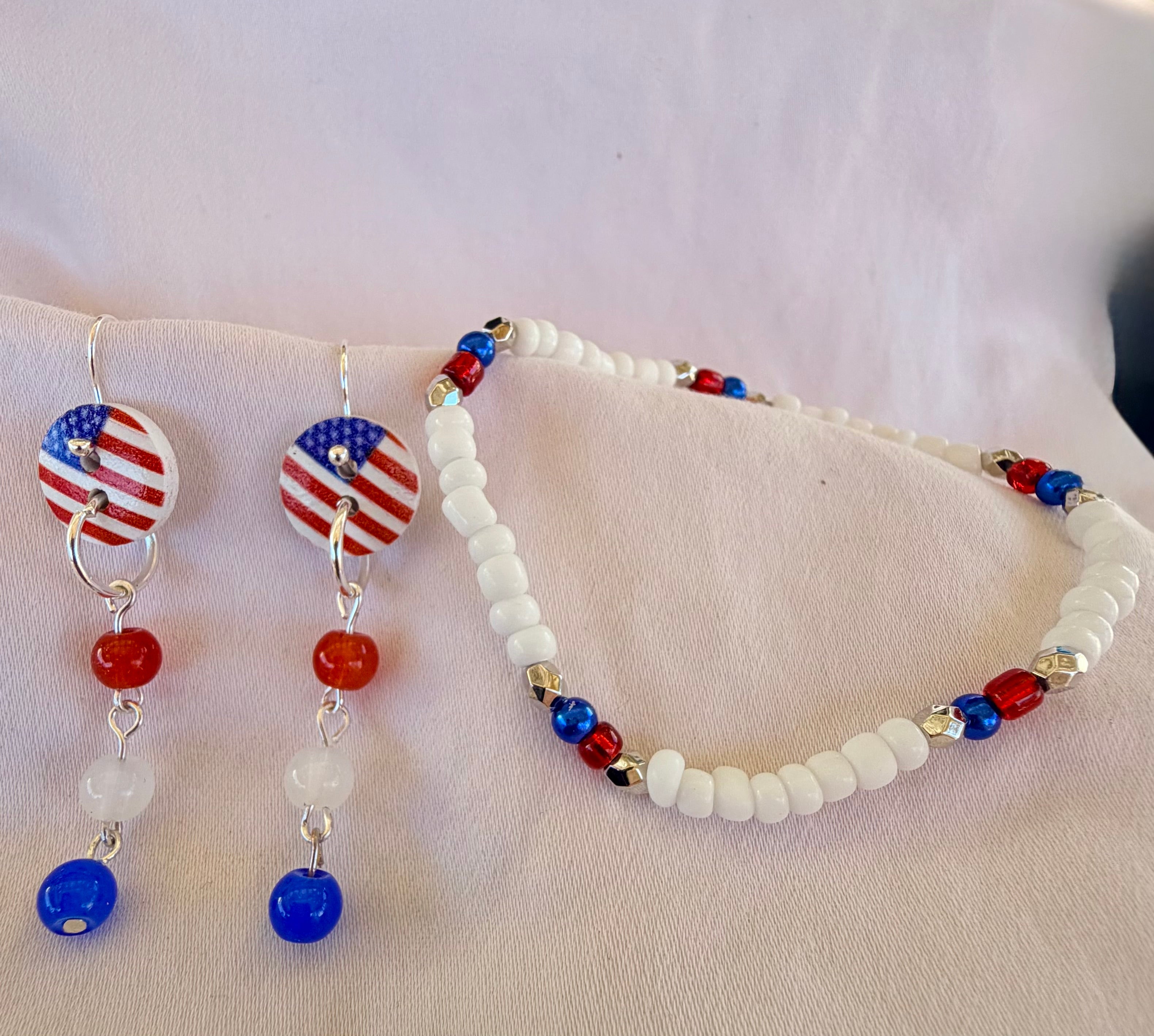 4th of July Independence Day Patriotic Red White Blue Beaded Jewelry Set by SublimeDesignsBySuzie in Ormond Beach - SublimeDesignsBySuzie