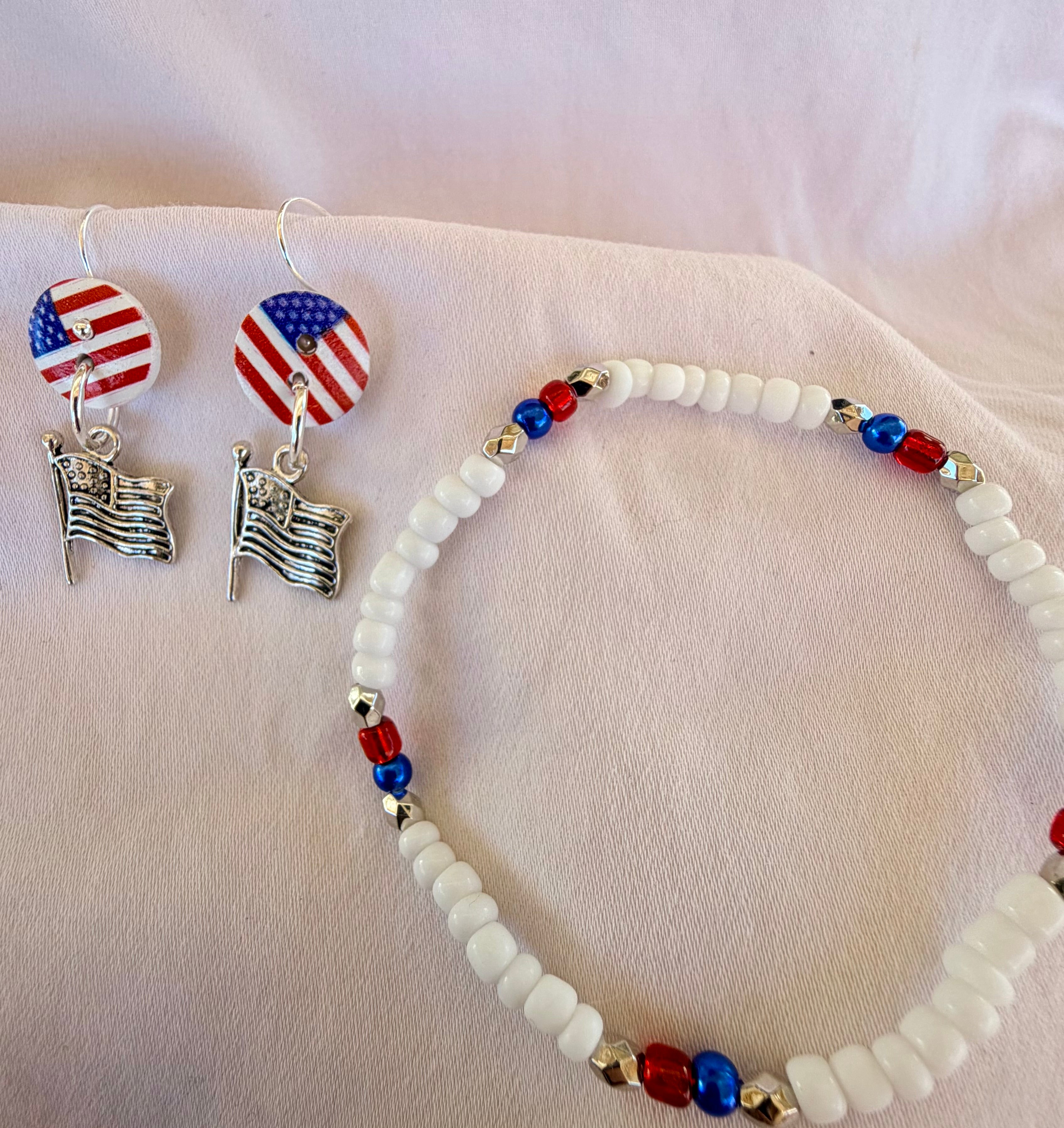 4th of July Independence Day Patriotic Red White Blue Beaded Jewelry Set by SublimeDesignsBySuzie in Ormond Beach - SublimeDesignsBySuzie