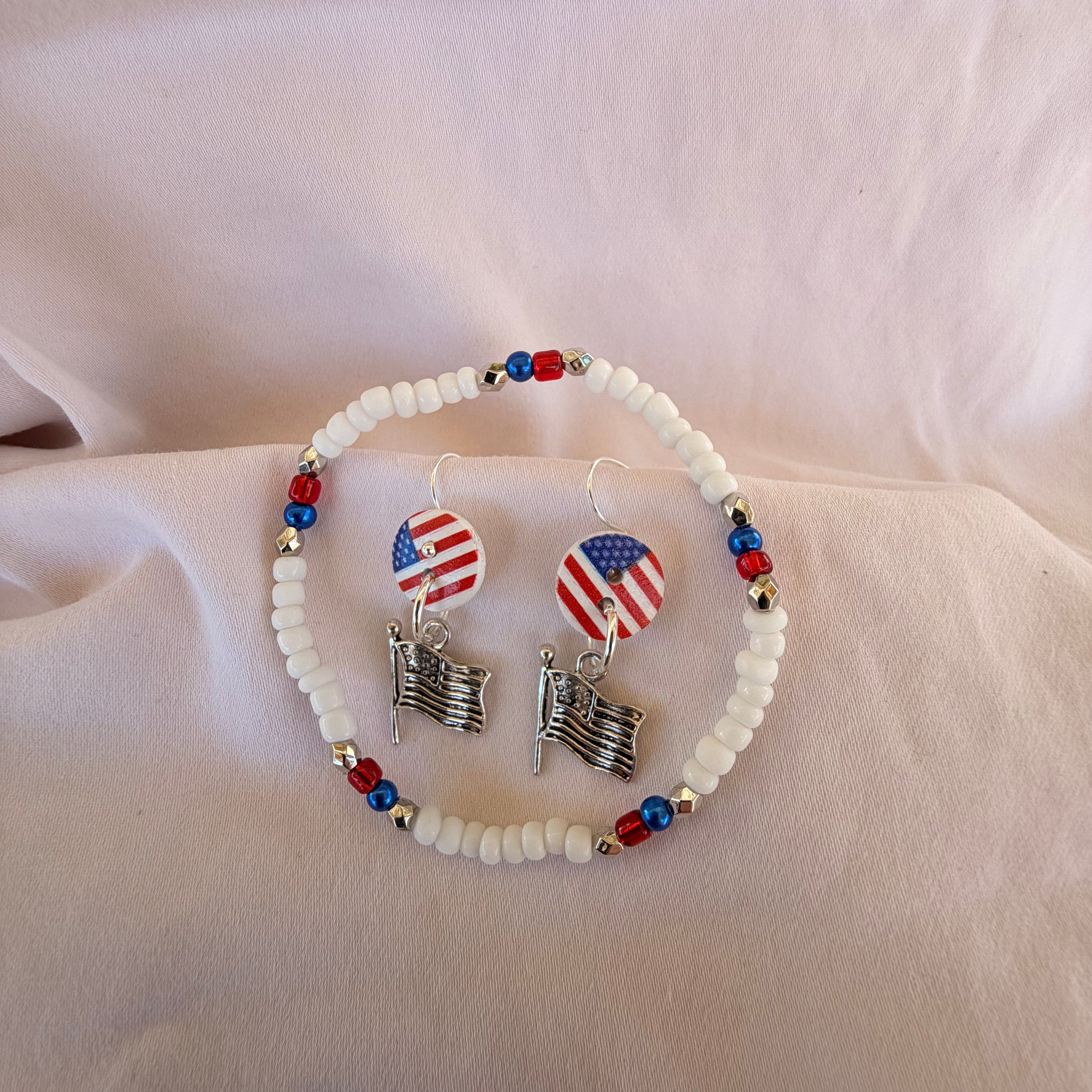 4th of July Independence Day Patriotic Red White Blue Beaded Jewelry Set by SublimeDesignsBySuzie in Ormond Beach - SublimeDesignsBySuzie