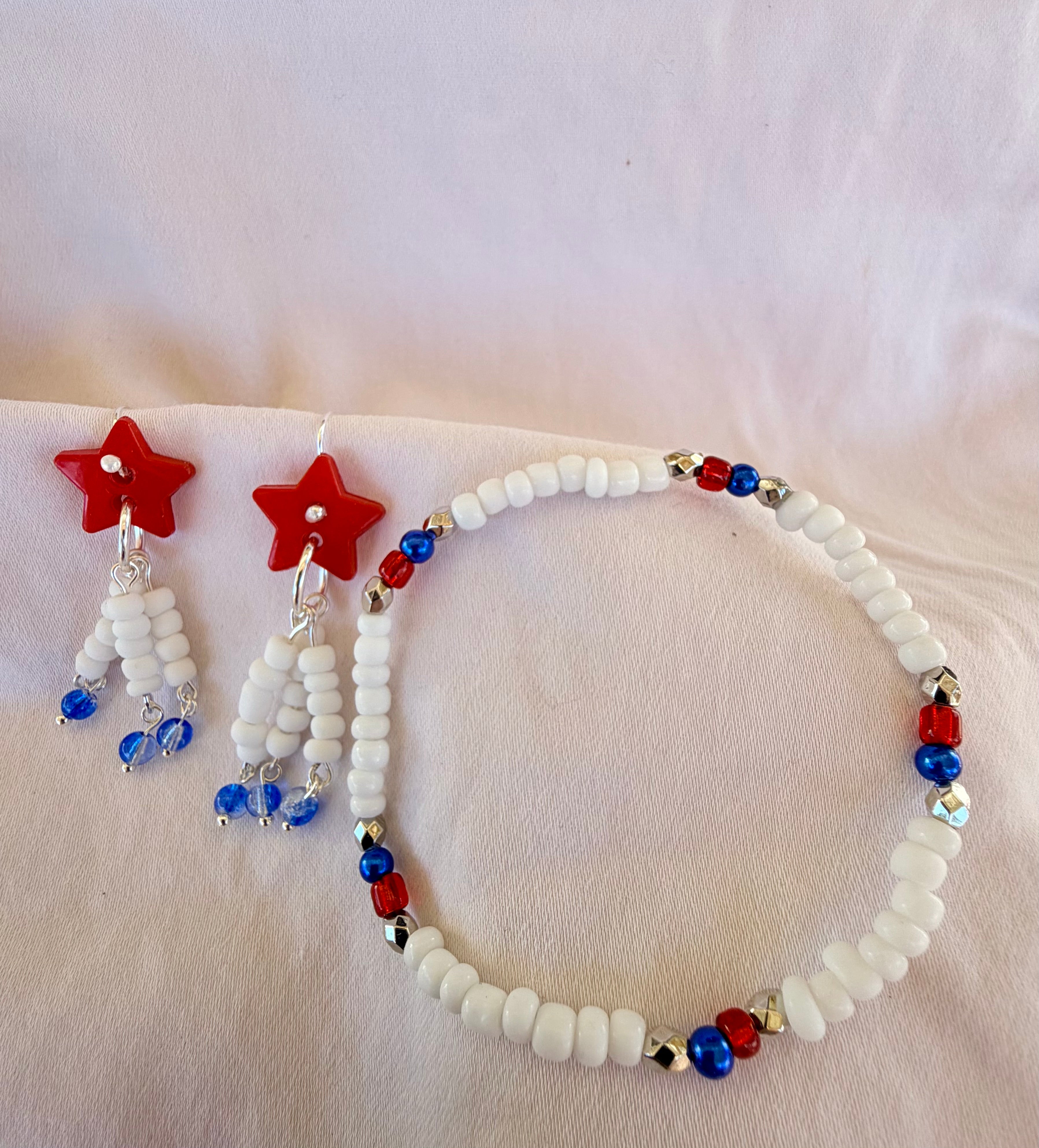 4th of July Independence Day Patriotic Red White Blue Beaded Jewelry Set by SublimeDesignsBySuzie in Ormond Beach - SublimeDesignsBySuzie