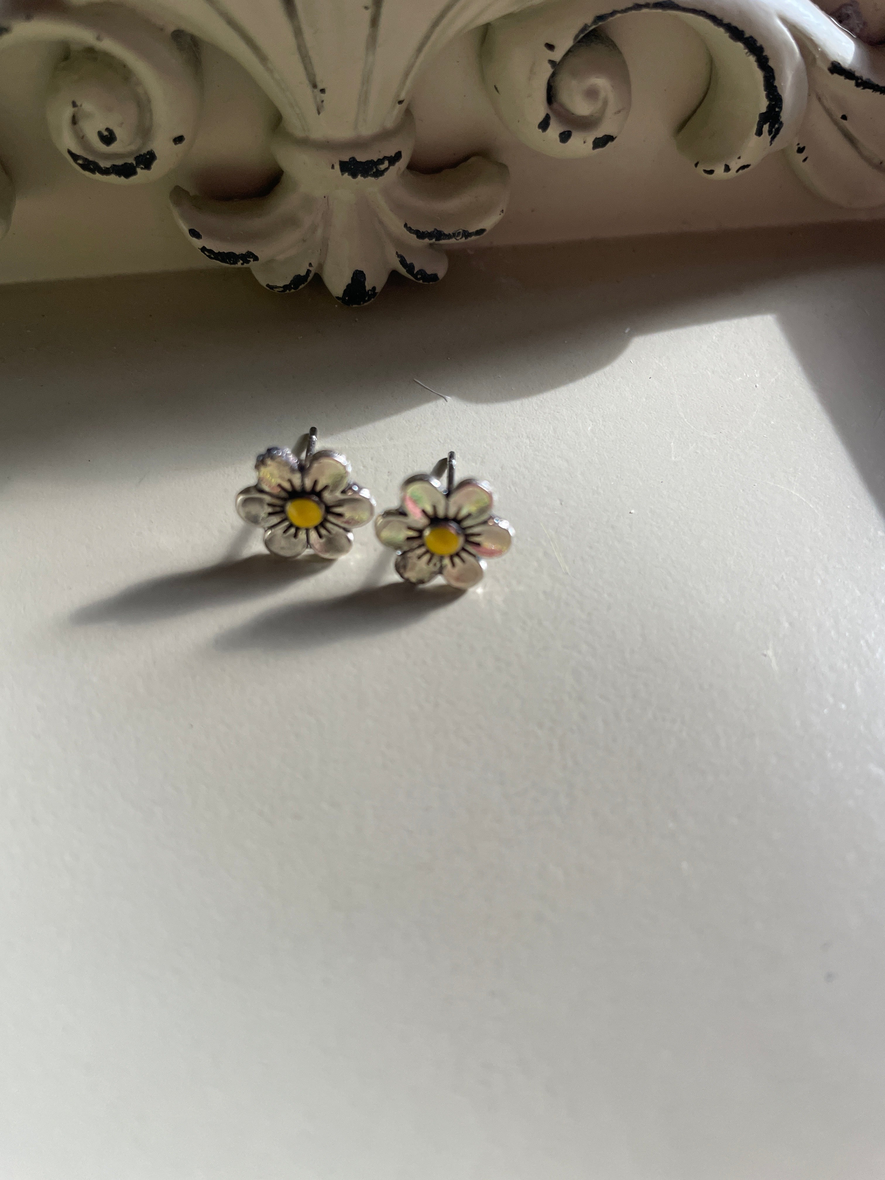Yellow Stud Flower Earrings