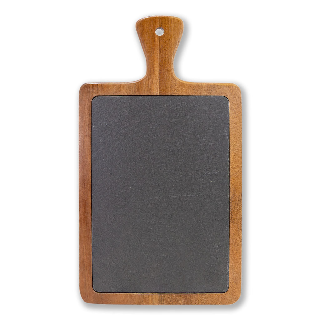 Engravable Acacia Charcuterie Board with Slate Insert & Cheese Tools- Personalized Charcuterie Boards