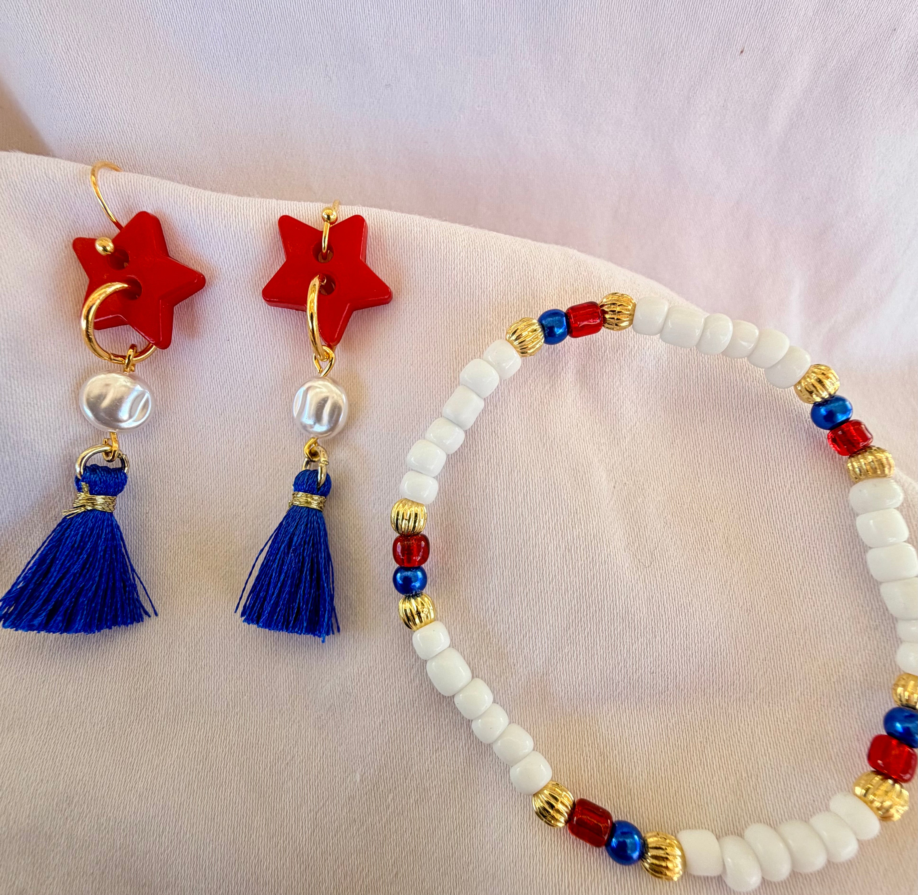 4th of July Independence Day Patriotic Red White Blue Beaded Jewelry Set by SublimeDesignsBySuzie in St Augustine