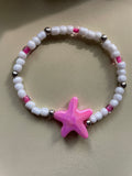 Pink Starfish Bracelet with Glass Beads