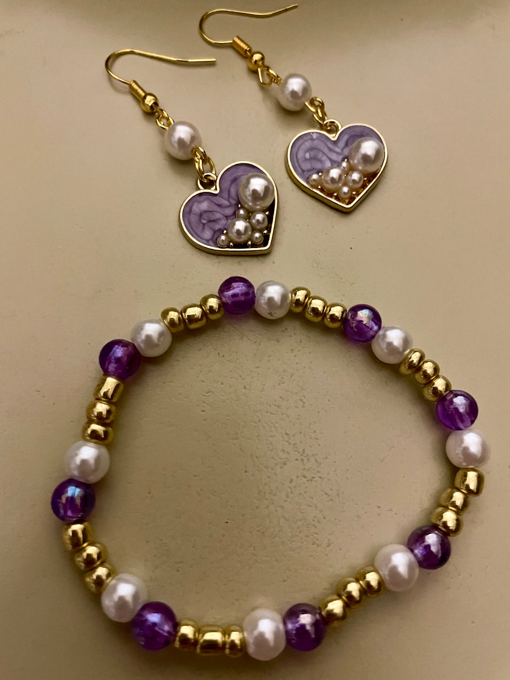 Blush Pink- Ocean Teal- Amethyst Pearl Heart Pura Vida Jewelry Sets