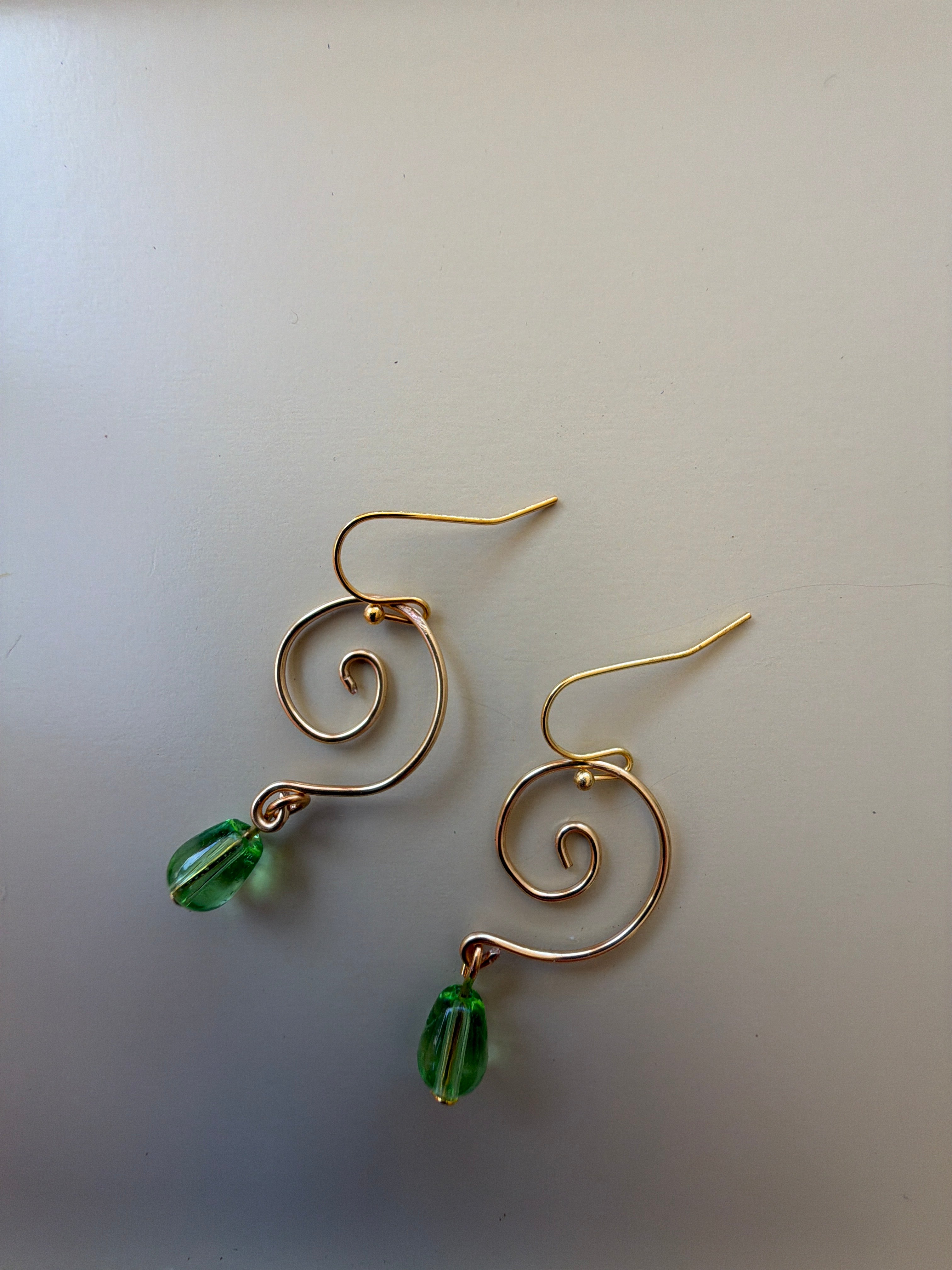 Golden Lime Peridot Swirl Earrings by Suzie with Sublime Designs