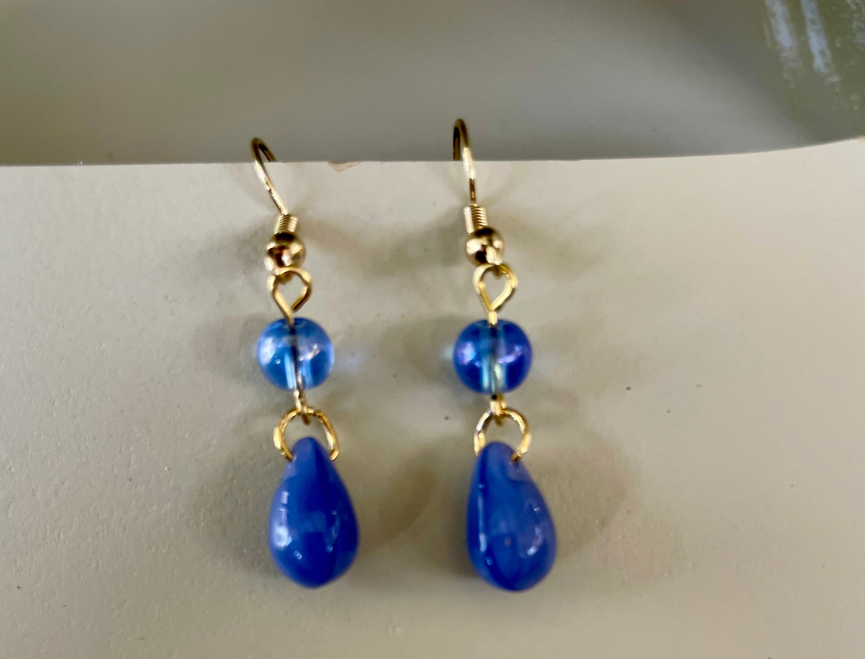 18K Gold Plated PVD Blue Ocean Sapphire Teardrop Fine Jewelry Set- Sublime Designs by Suzie