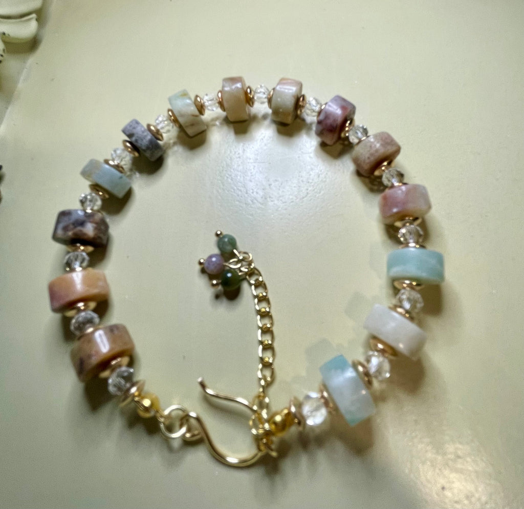 Genuine Amazonite Gemstone Anklet – Luxury Healing Crystal Ankle Bracelet 18k GP