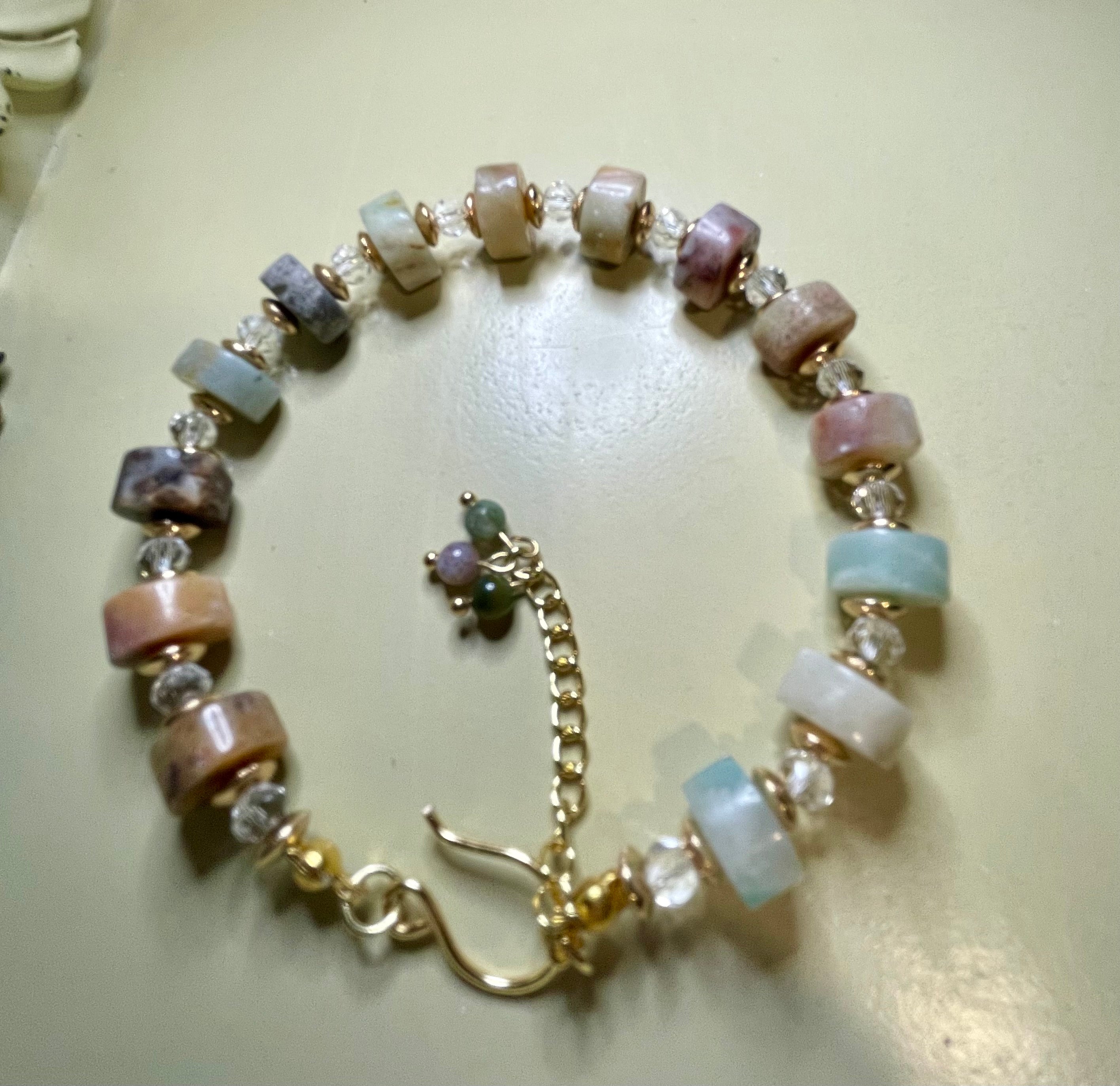 Genuine Amazonite Gemstone Anklet – Luxury Healing Crystal Ankle Bracelet 18k GP