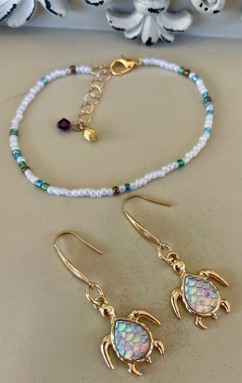 Iridescent Sea Turtle Abalone Jewelry Set by Sublime Designs by Suzie