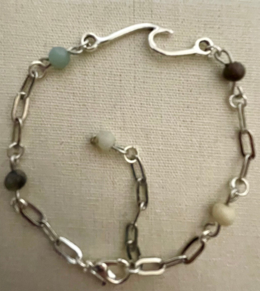 Pink Tourmaline Gemstone Paperclip Bracelet in Stainless Silver