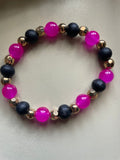 Hot pink and black Glass Beaded Bracelet