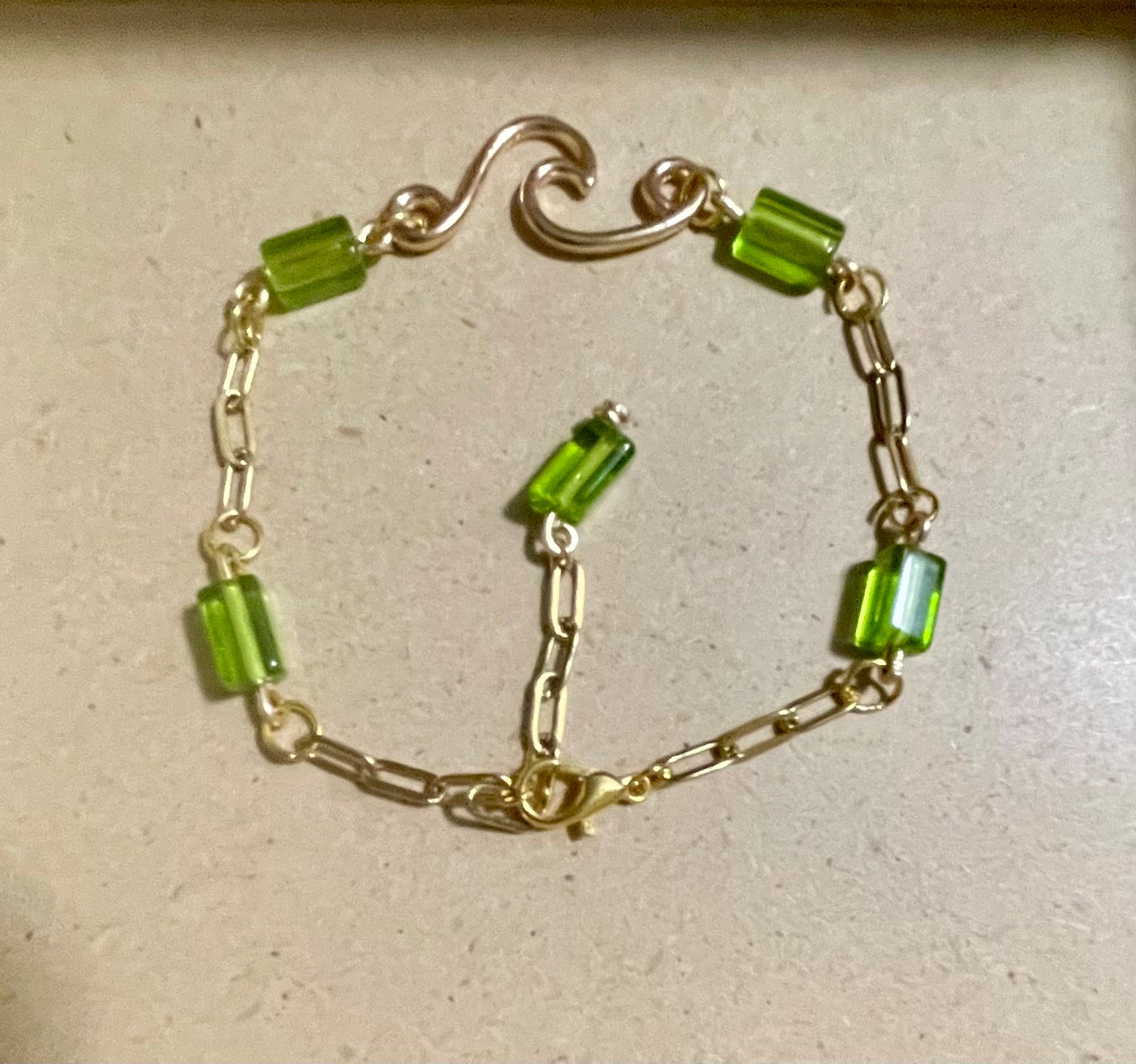 (Copy) Lime Zest Gold Plated Paperclip Wave Bracelet or Anklet- Sublime Designs By Suzie