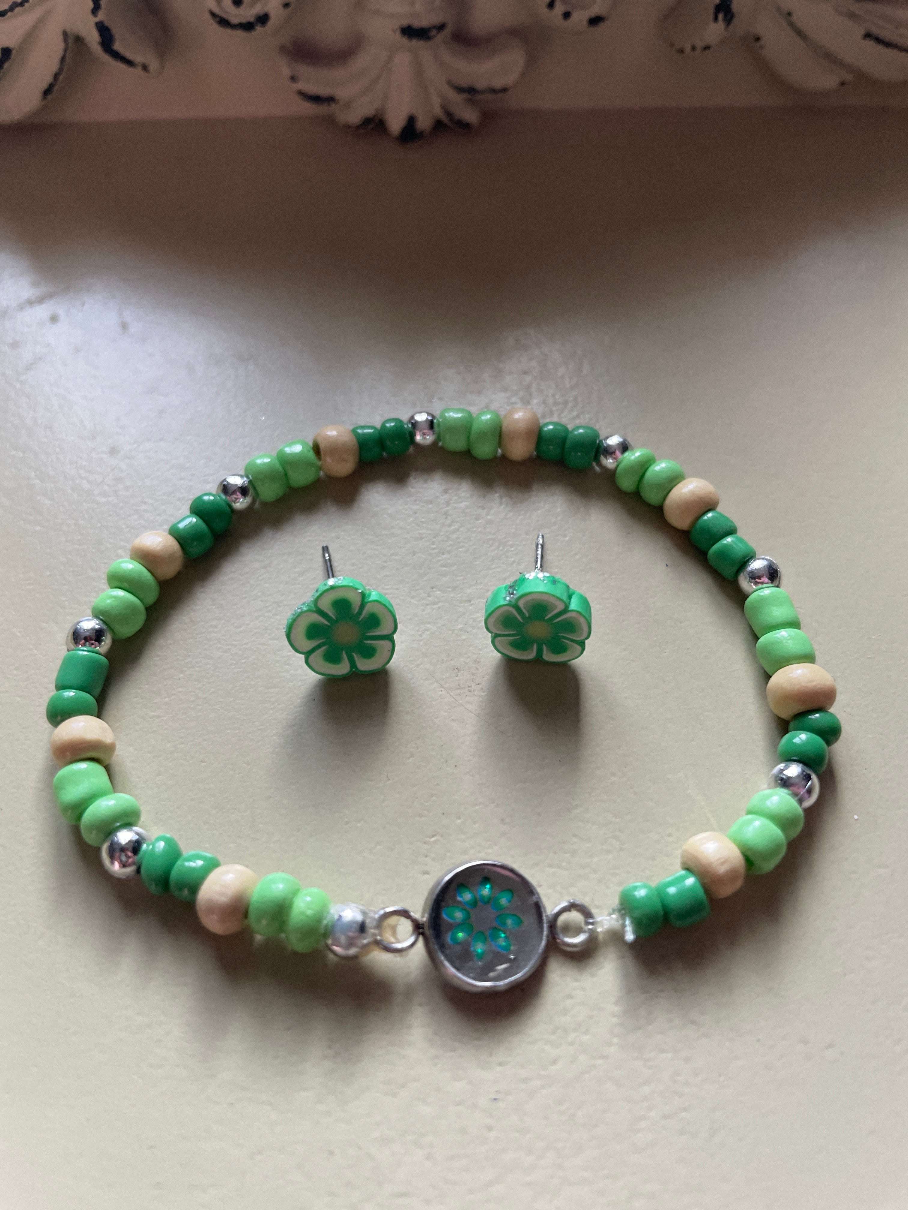Lucky Clover Green Jewelry Set