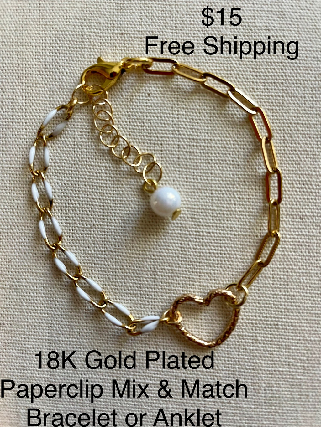 18K Gold Plated Paperclip Figaro Mix & Match Bracelet/Anklet- SublimeDesignsBySuzie