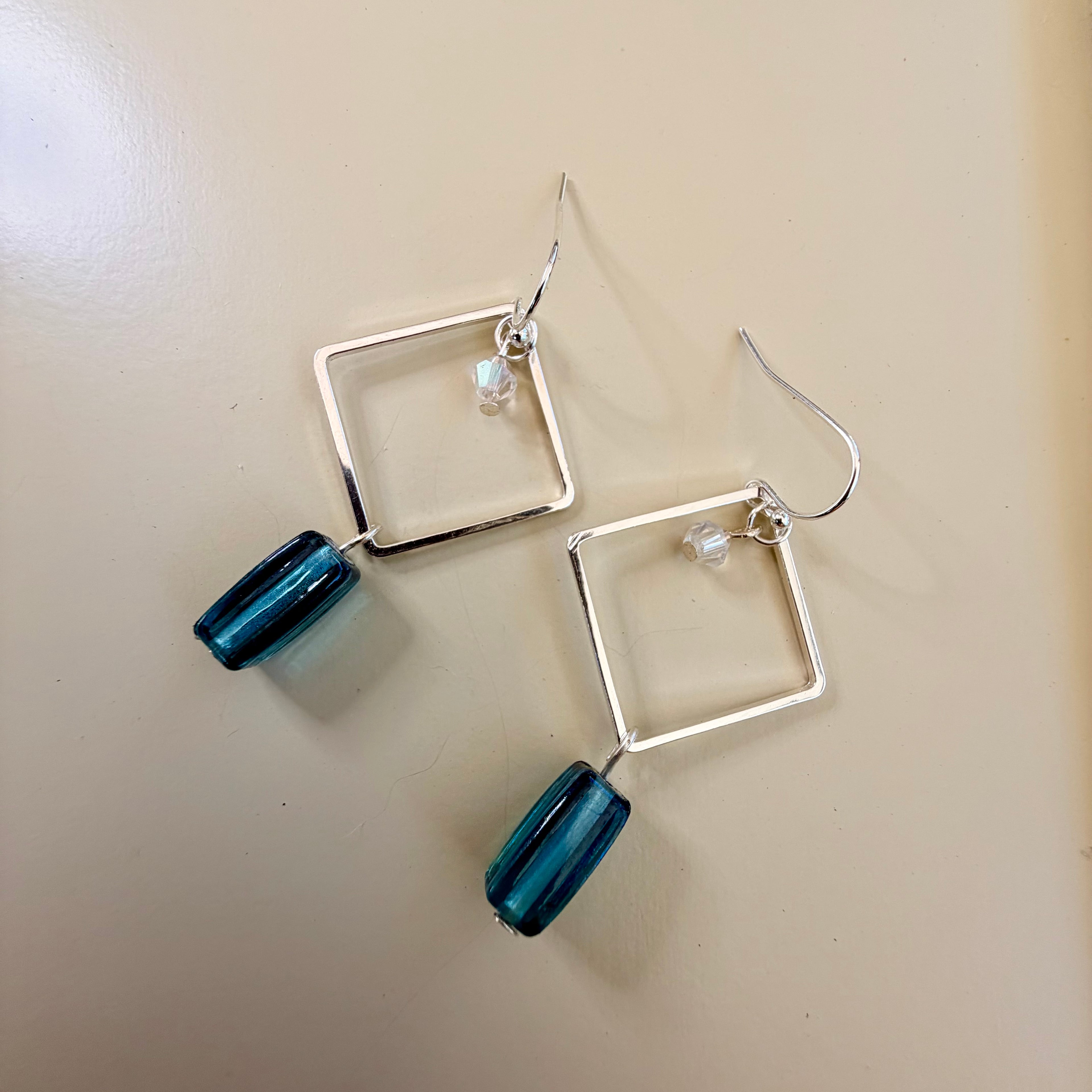 Ribbed Blue Glass Sea Crystal Jewelry Set by Suzie with Sublime Designs