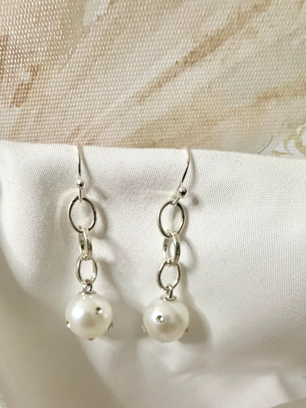 Handmade Silver Pearl & Crystal Jewelry Set- Sparkling Rhinestone Pearl by SublimeDesigns