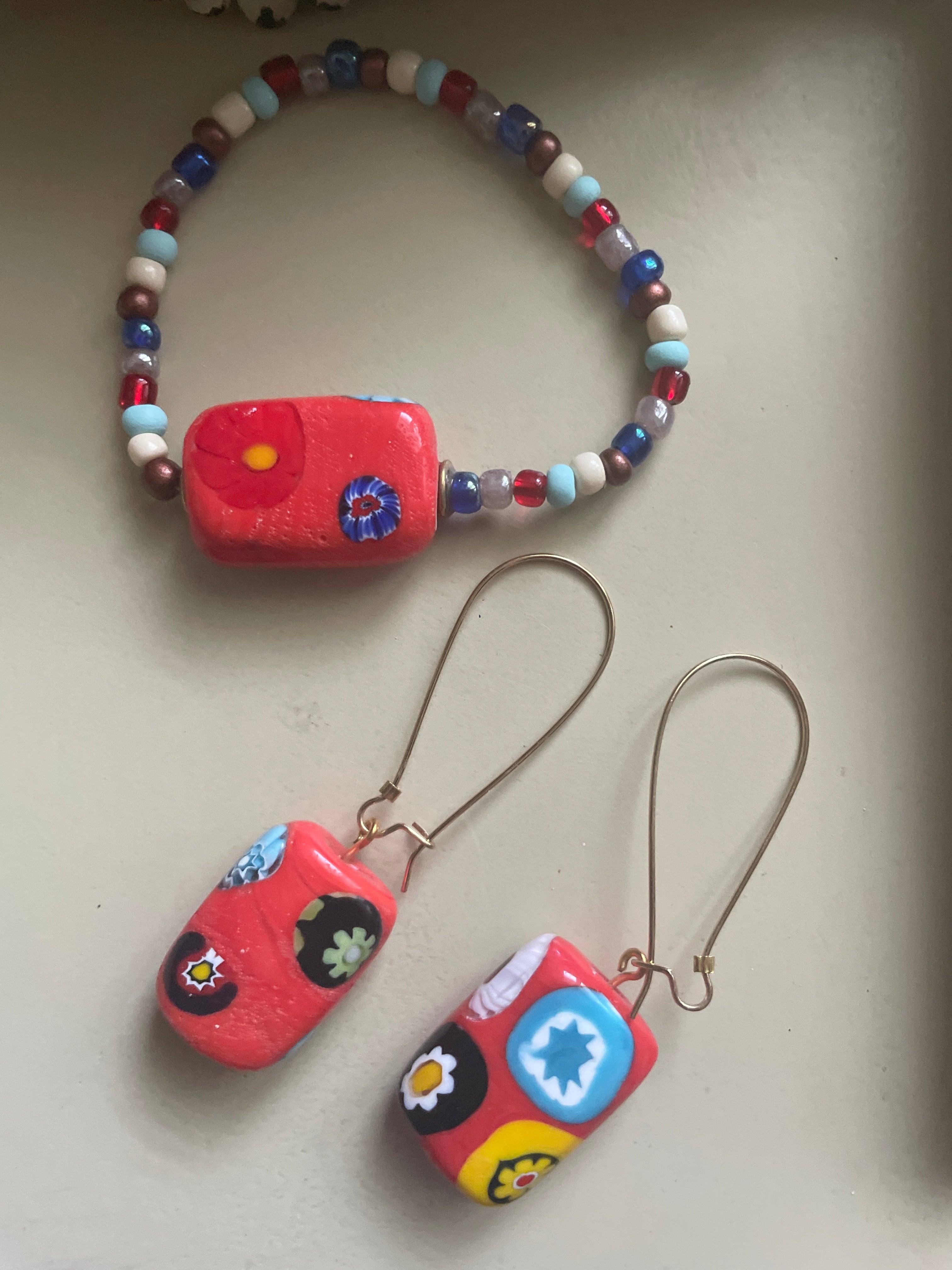 Millefiori Glass Lampwork Jewelry Set