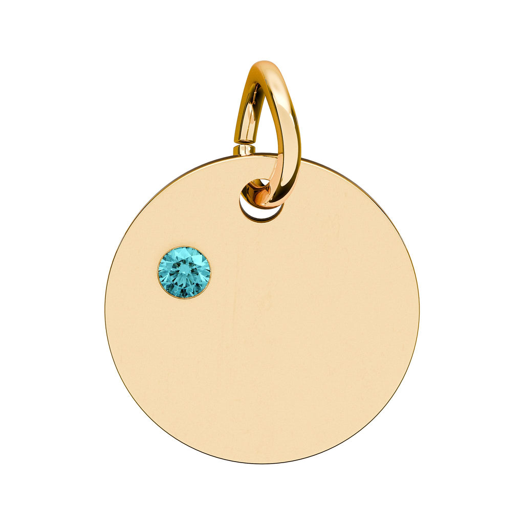 Engravable Birthstone Circle Charm — Personalized Initial & Birthstone Pendant