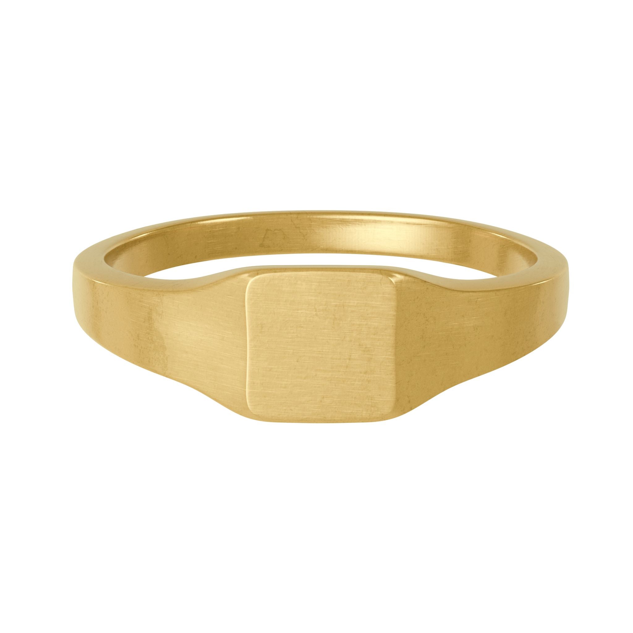 Gold Stainless Steel Square Signet Ring — Engravable Personalized Band- Personalized Gifts