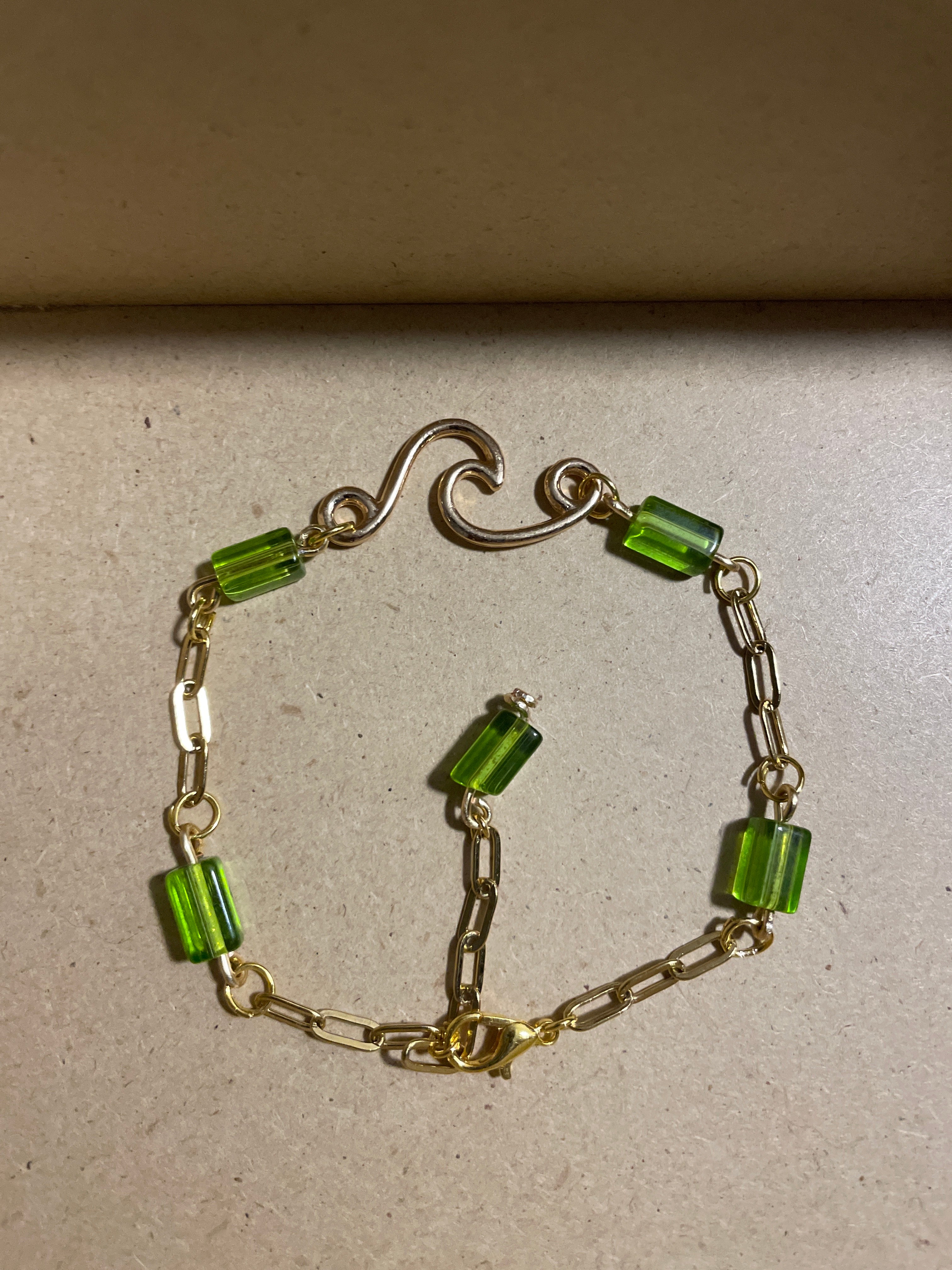 (Copy) Lime Zest Gold Plated Paperclip Wave Bracelet or Anklet- Sublime Designs By Suzie