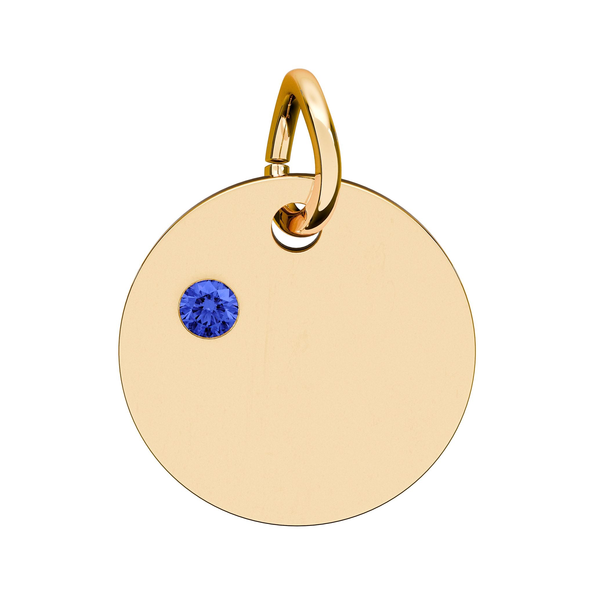 Engravable Birthstone Circle Charm — Personalized Initial & Birthstone Pendant