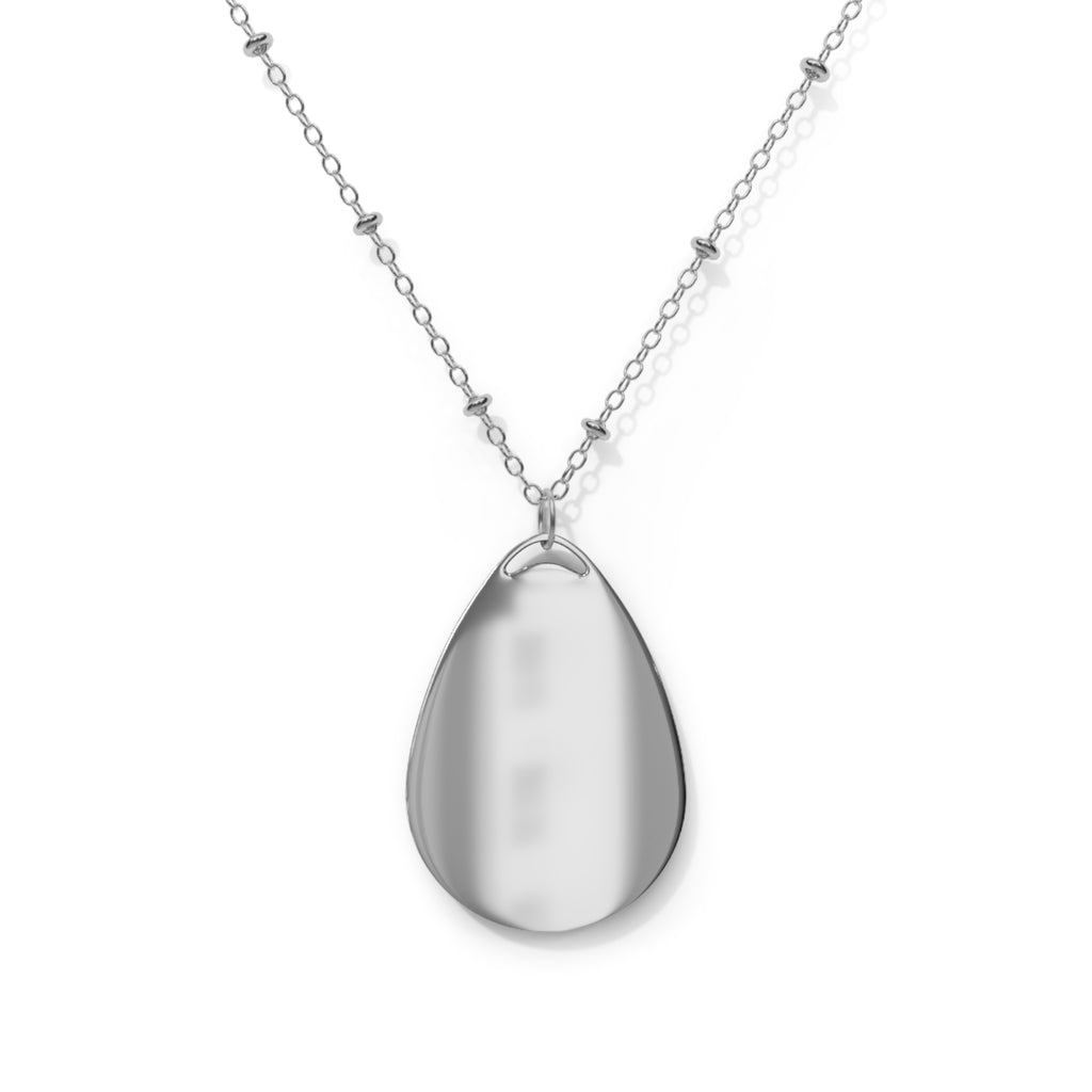 Sterling Oval Pendant Necklace — Minimal Engraveable Teardrop Locket