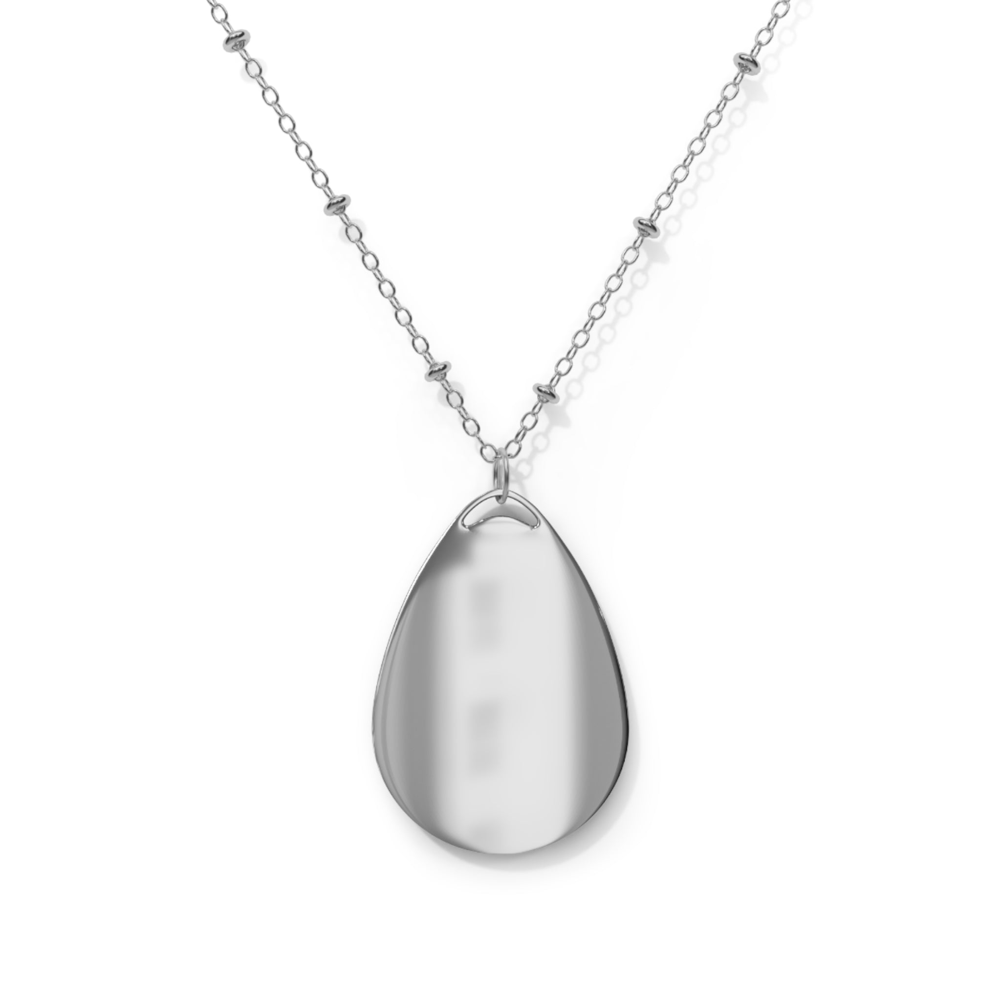 Sterling Oval Pendant Necklace — Minimal Engraveable Teardrop Locket